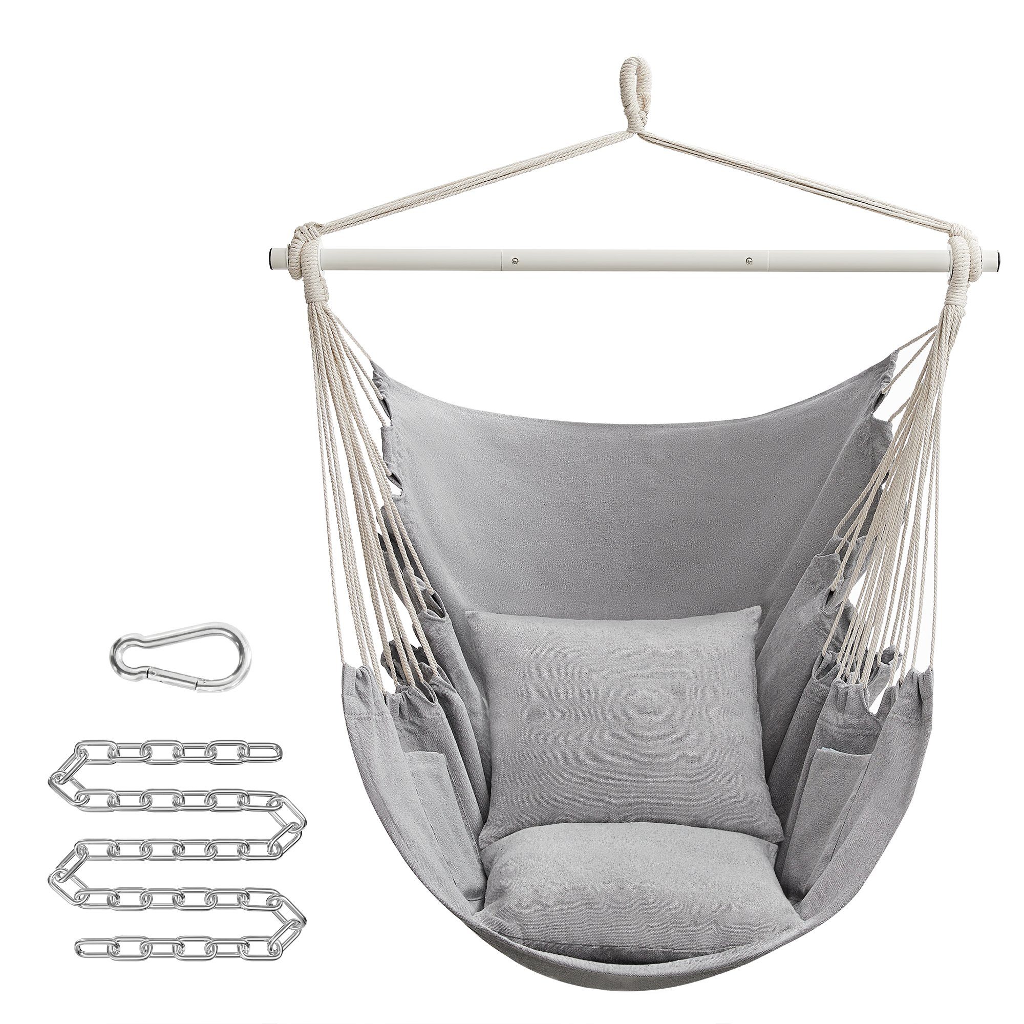 SONGMICS Подвесноые стулья, Hängestuhl mit 2 Kissen, Metallkette, bis 150 kg belastbar