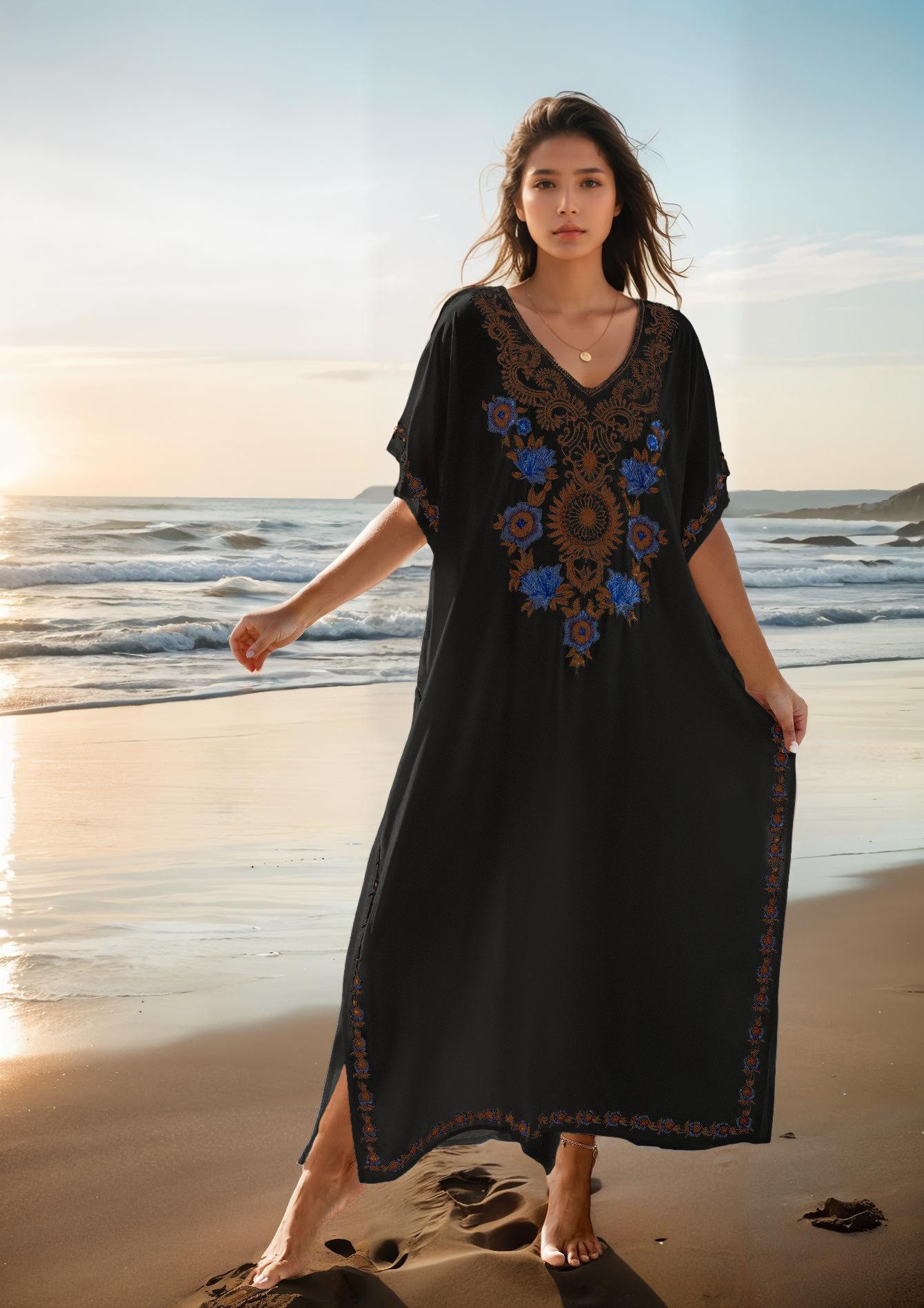 RWEUOQ Blusenkleid Damen Elegante Strandponcho Ethnischer günstig online kaufen