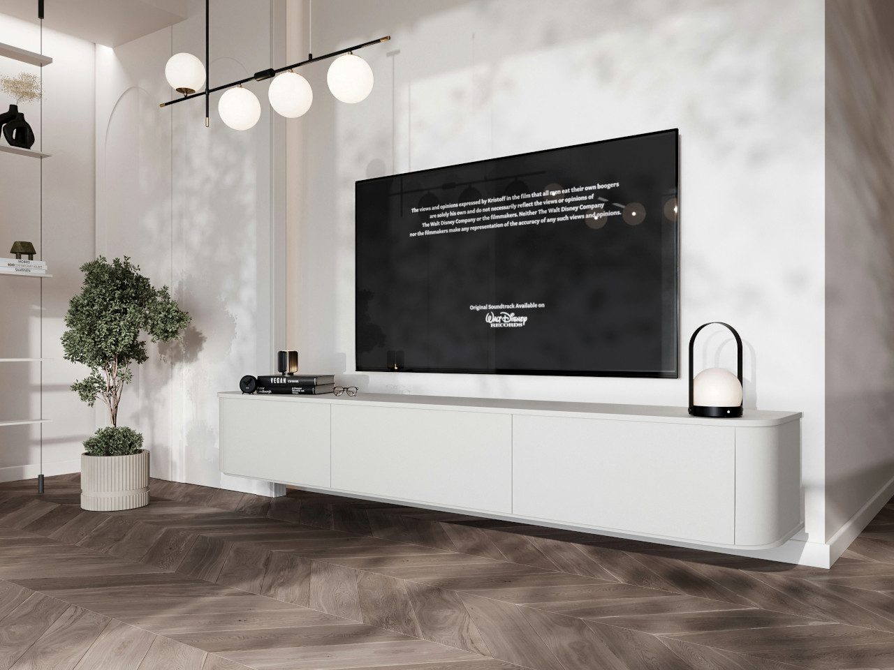 MOEBLINE Lowboard Hängender TV Lowboard AZILLO 215 weiß