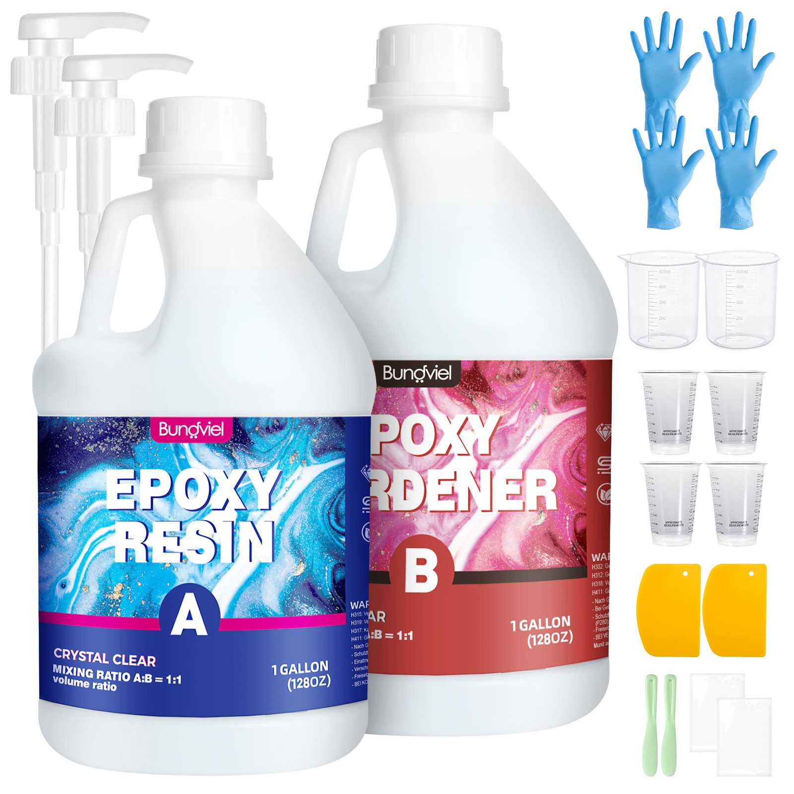 Bundviel Epoxidharz Epoxidharz Mit Härter Set, 256/64OZ Epoxidharz Set Anfänger,1:1 Ratio