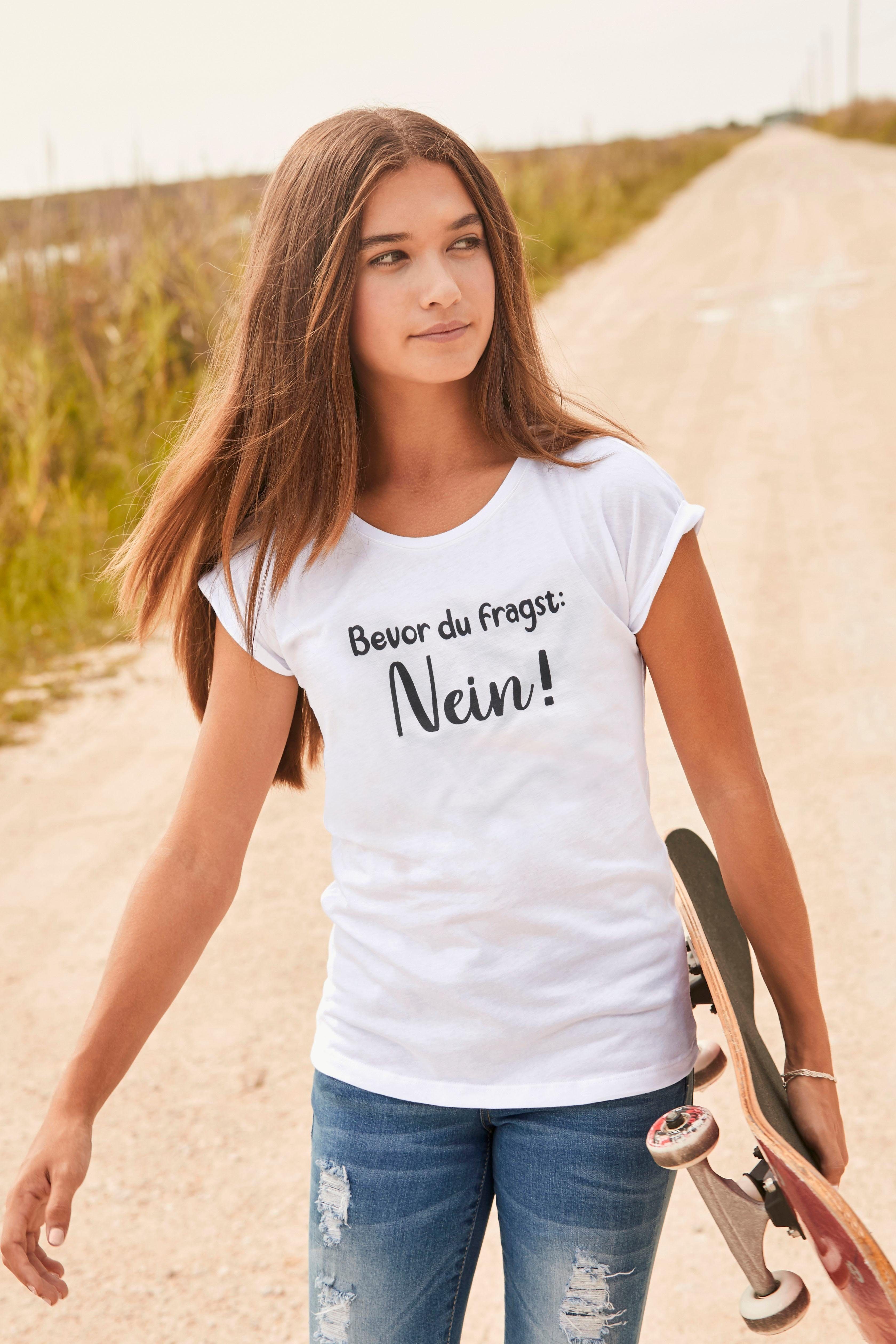 KIDSWORLD T-Shirt fragst: NEIN! legerer Form Du weiter in Bevor