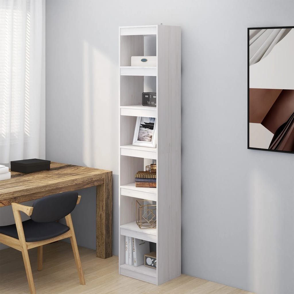 vidaXL Raumteilerregal aus Kiefernholz in Weiß, LxBxH: 30x40x199 cm