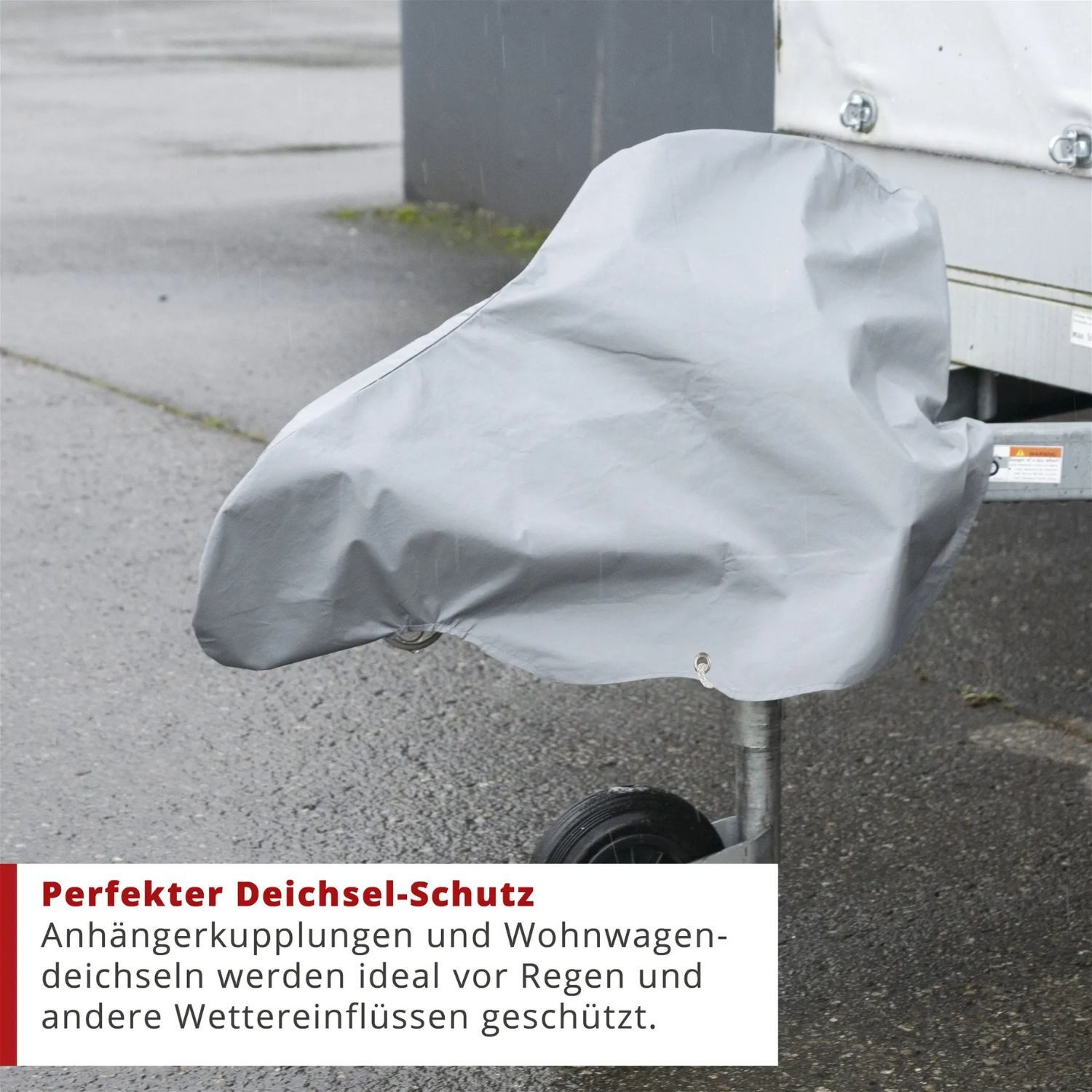 WALSER PKW-Anhänger Deichsel Haube Anhänger UV Regen Schutz Grau, Set, Abdeckplane, Abdeckung Anhängerkupplung Deichselhaube Wohnwagen Caravan Camper