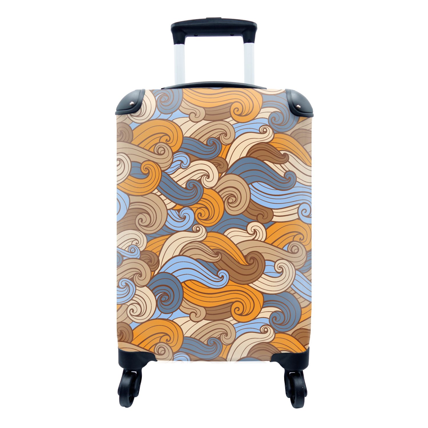 Reisekoffer - Handgepäckkoffer MuchoWow Ferien, - rollen, mit Rollen, Vintage Reisetasche 4 Trolley, Muster, Japanisch Handgepäck für