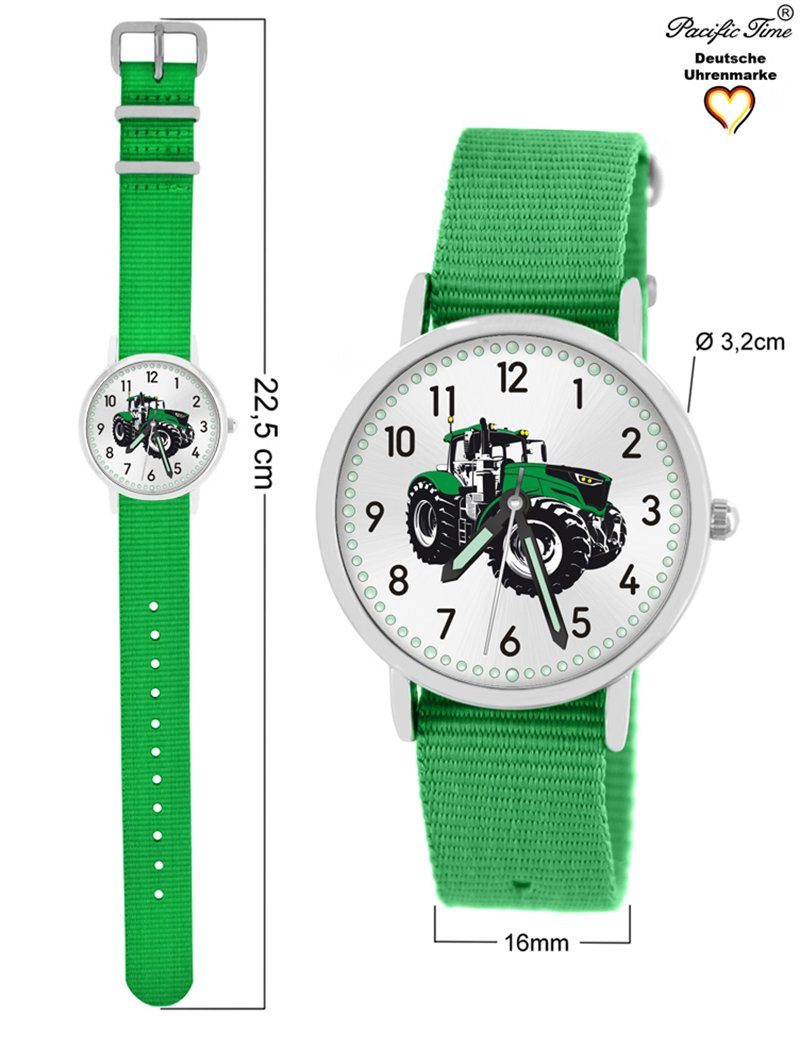 Pacific Time Quarzuhr grün Match Wechselarmband, Versand Design Armbanduhr Traktor Kinder Gratis - Mix und