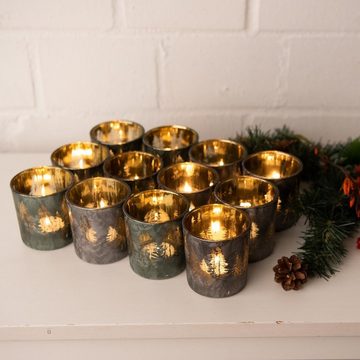 Kamelio Teelichthalter 12er Set Teelichthalter Glas Weihnachtsdeko Kerzen Deko Gläser (12 Stück)