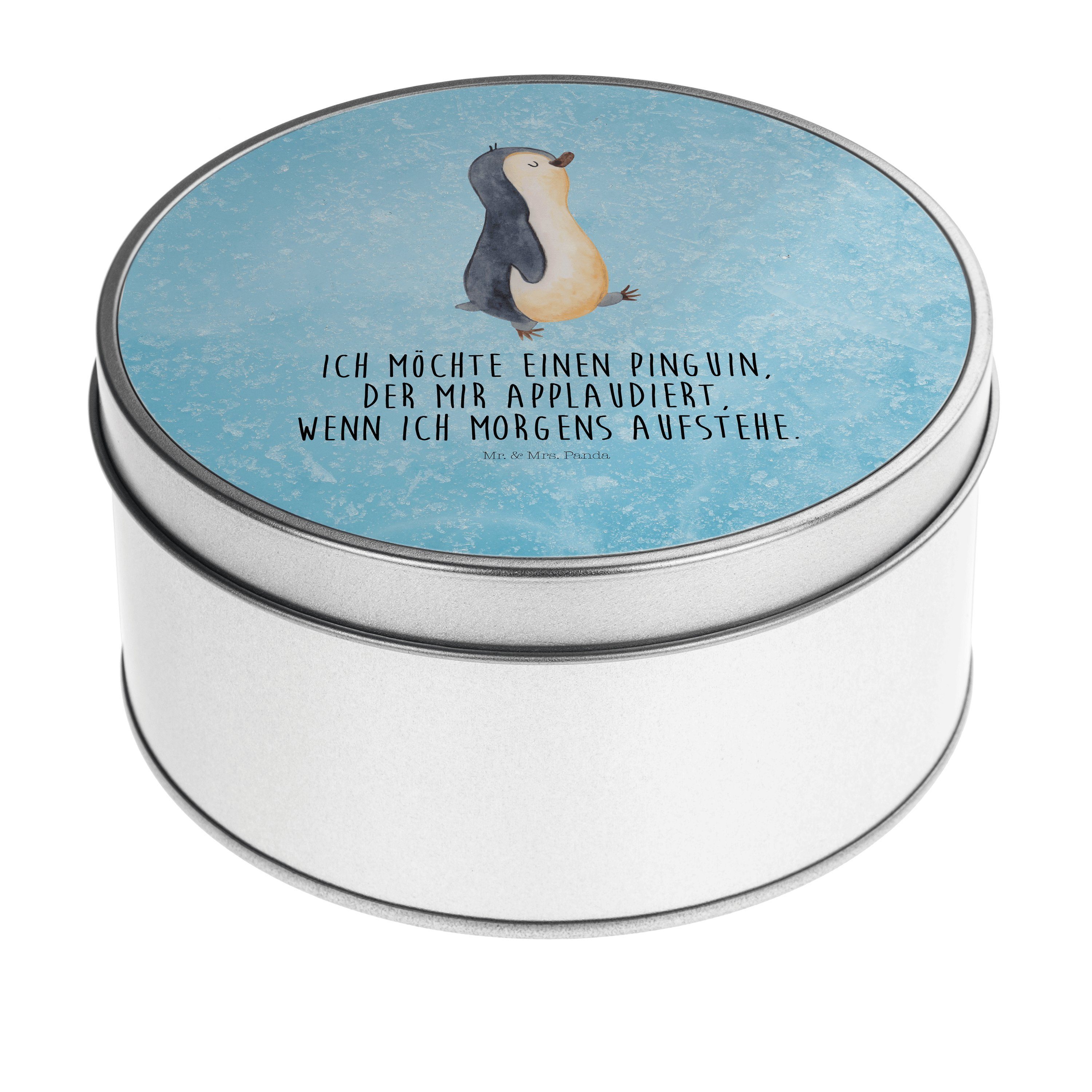 Mr. & Mrs. Panda Aufbewahrungsdose Pinguin marschieren, Dose, Eisblau, Aufstehen, Blechdose, Vorratsdose (Packung), runde metalldose gebäckdosen Bruder
