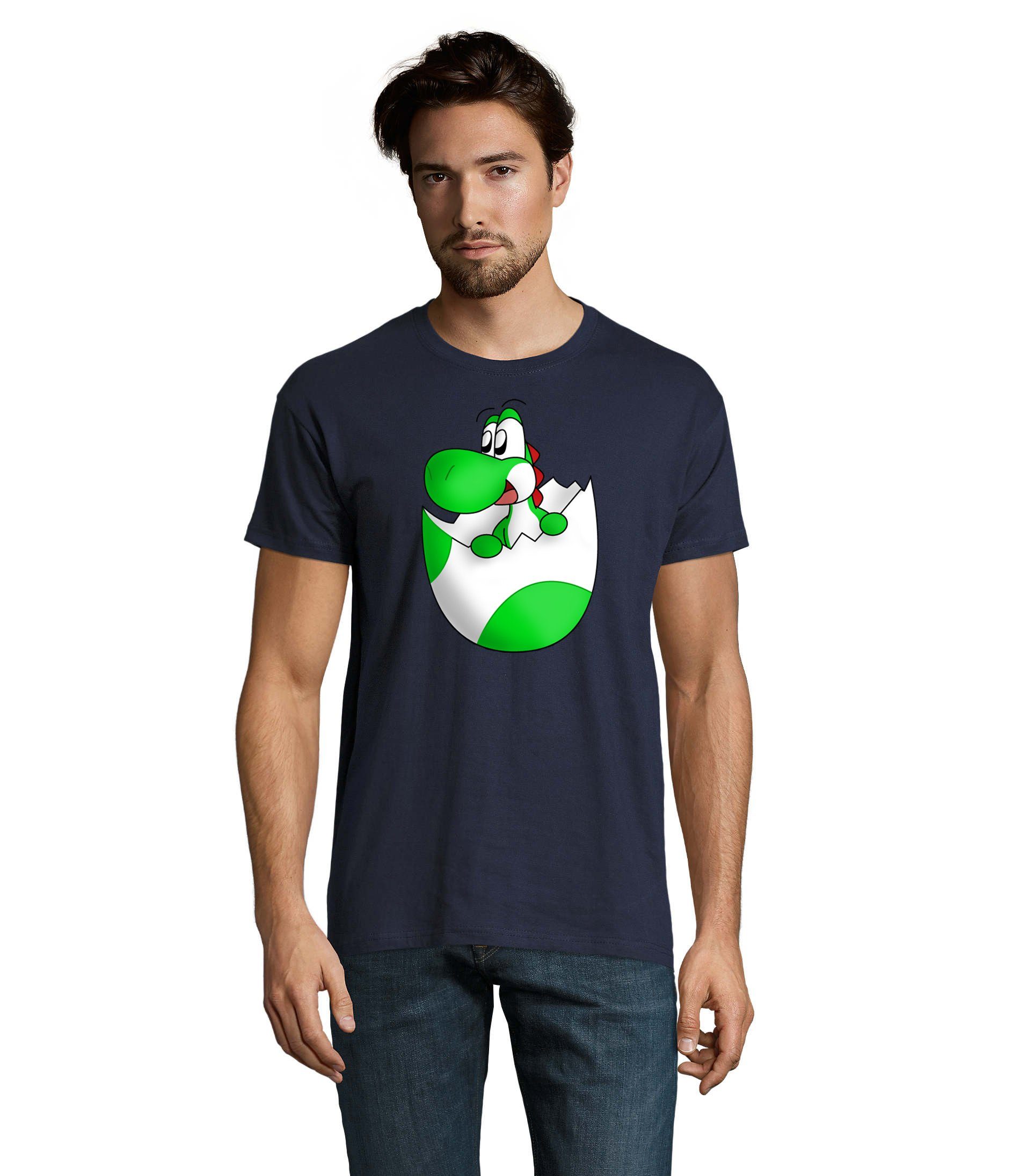 Blondie & T-Shirt Nintendo Konsole Yoshi Herren Ei Baby Mario Gaming Spiel Brownie Navyblau