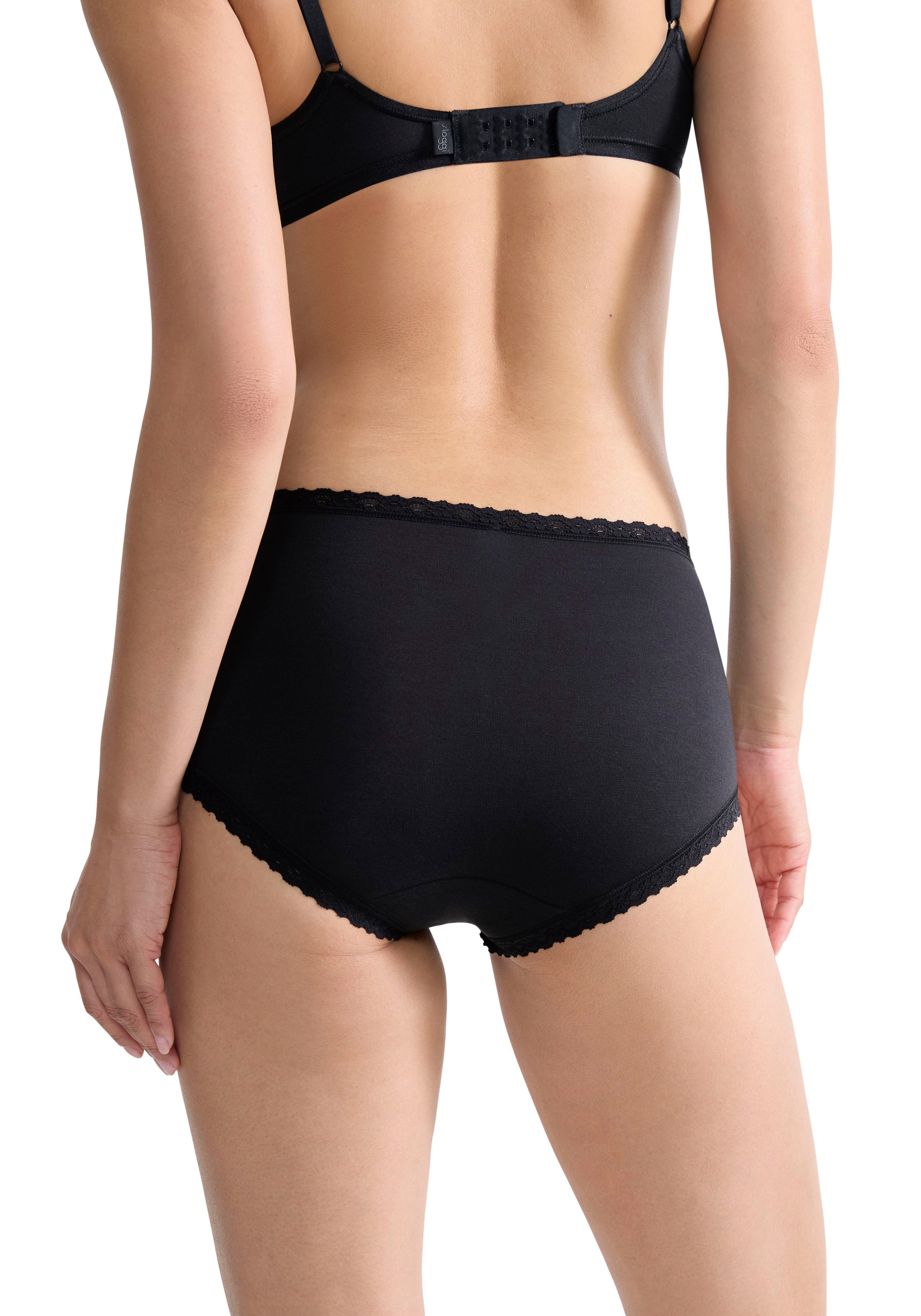 sloggi Midislip 24/7 Cotton Lace (3er Pack) mit zarter Spitze, Baumwollmischung. blickdicht, hüftiger Schnitt