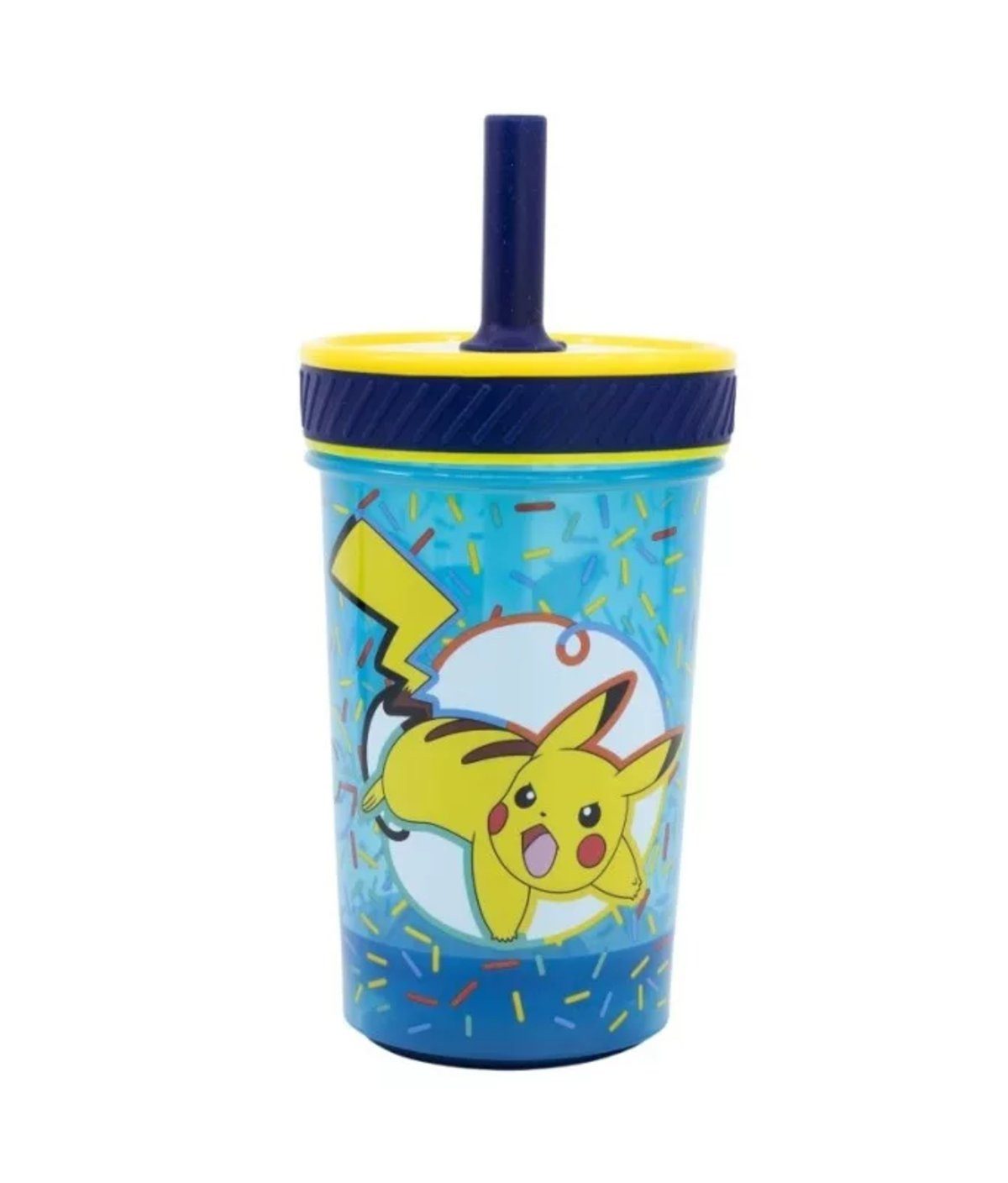 POKÉMON Trinkflasche Pokémon kippsicherer rutschfester Becher mit Trinkhalm