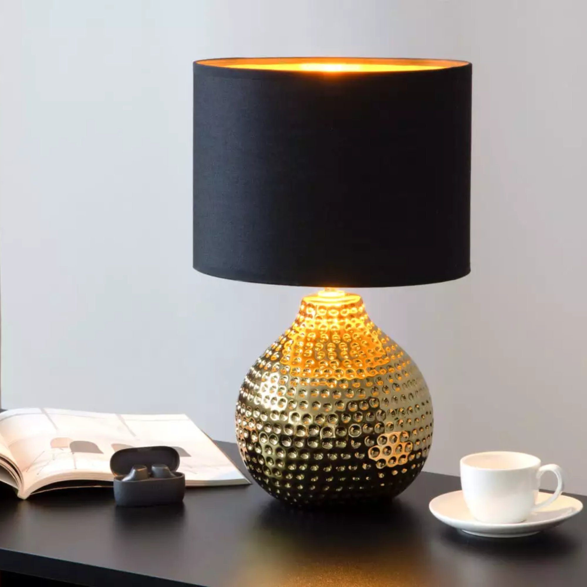 Tischlampe gold NIPER Leuchtmittel / ohne Tischleuchte, Tischleuchte Konsimo schwarz