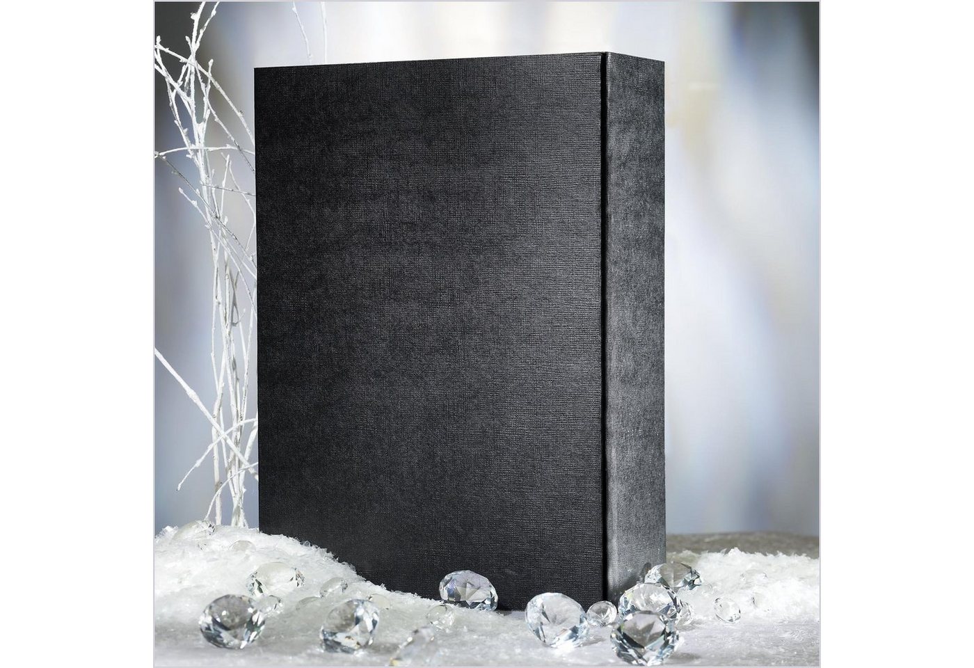 Thumbnail - KK Verpackungen Geschenkbox (500 St), Präsentkarton für 3 Flaschen 360x250x90mm strukturgeprägt Schwarz