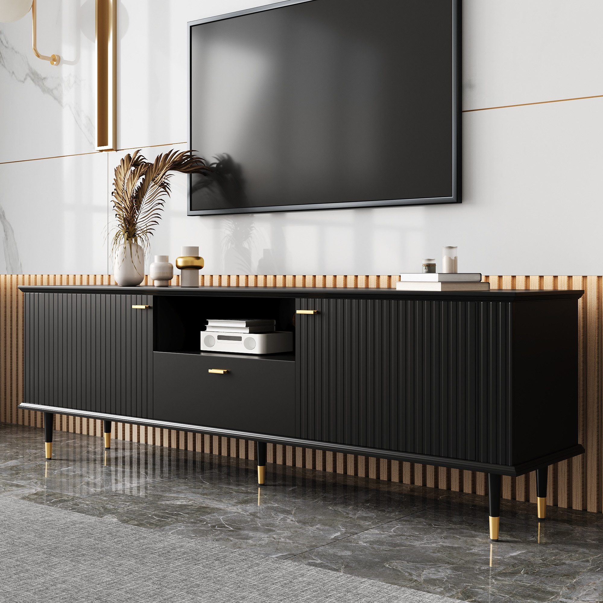 Merax Lowboard mit Goldakzenten & Soft-Close (1 St., 170 L x 36 B x 54,5 H) günstig online kaufen