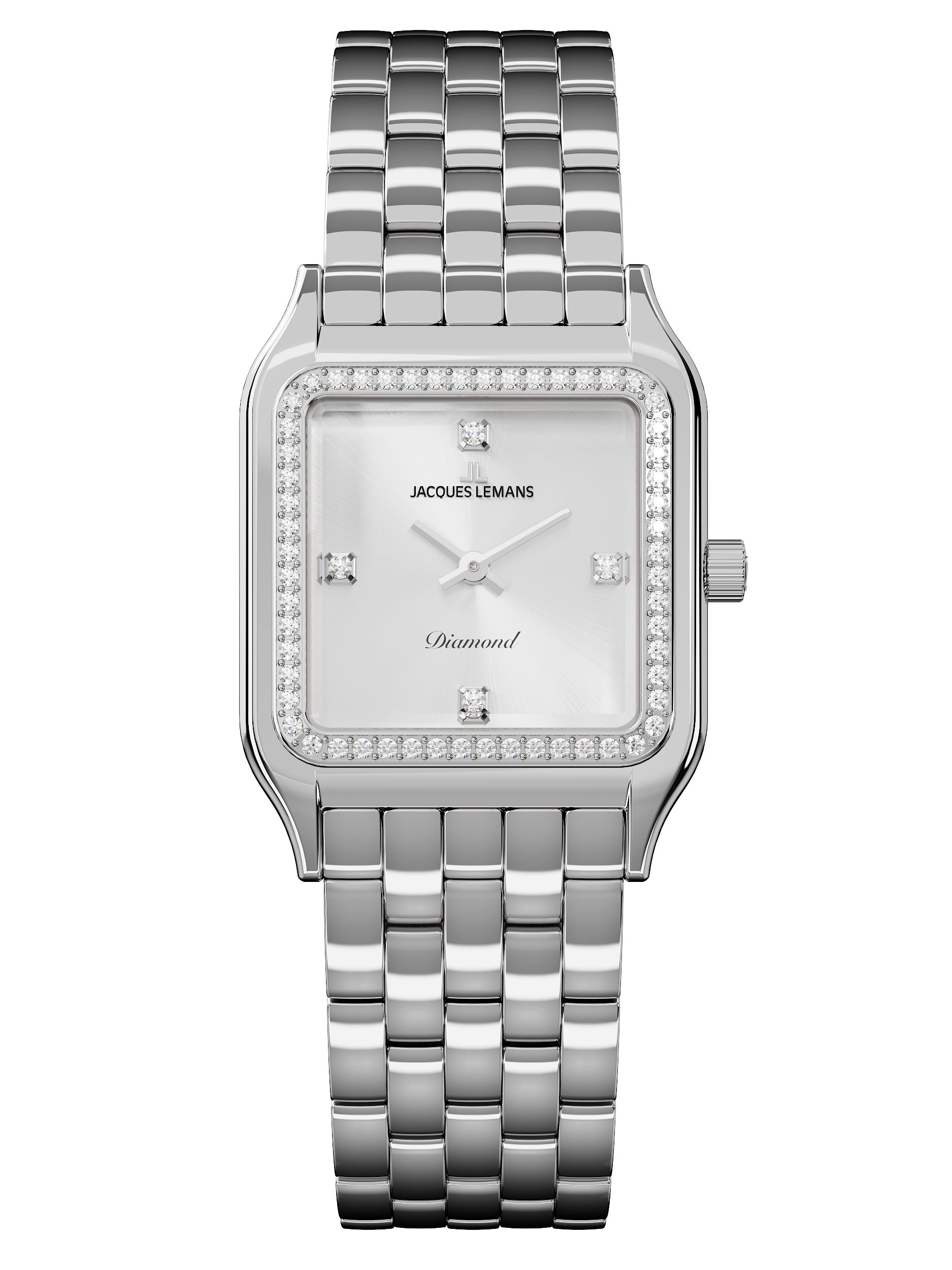 Jacques Lemans Quarzuhr Antwerpen Diamond D-15A, Armbanduhr, Damenuhr, Edelstahlarmband, Lab Grown
