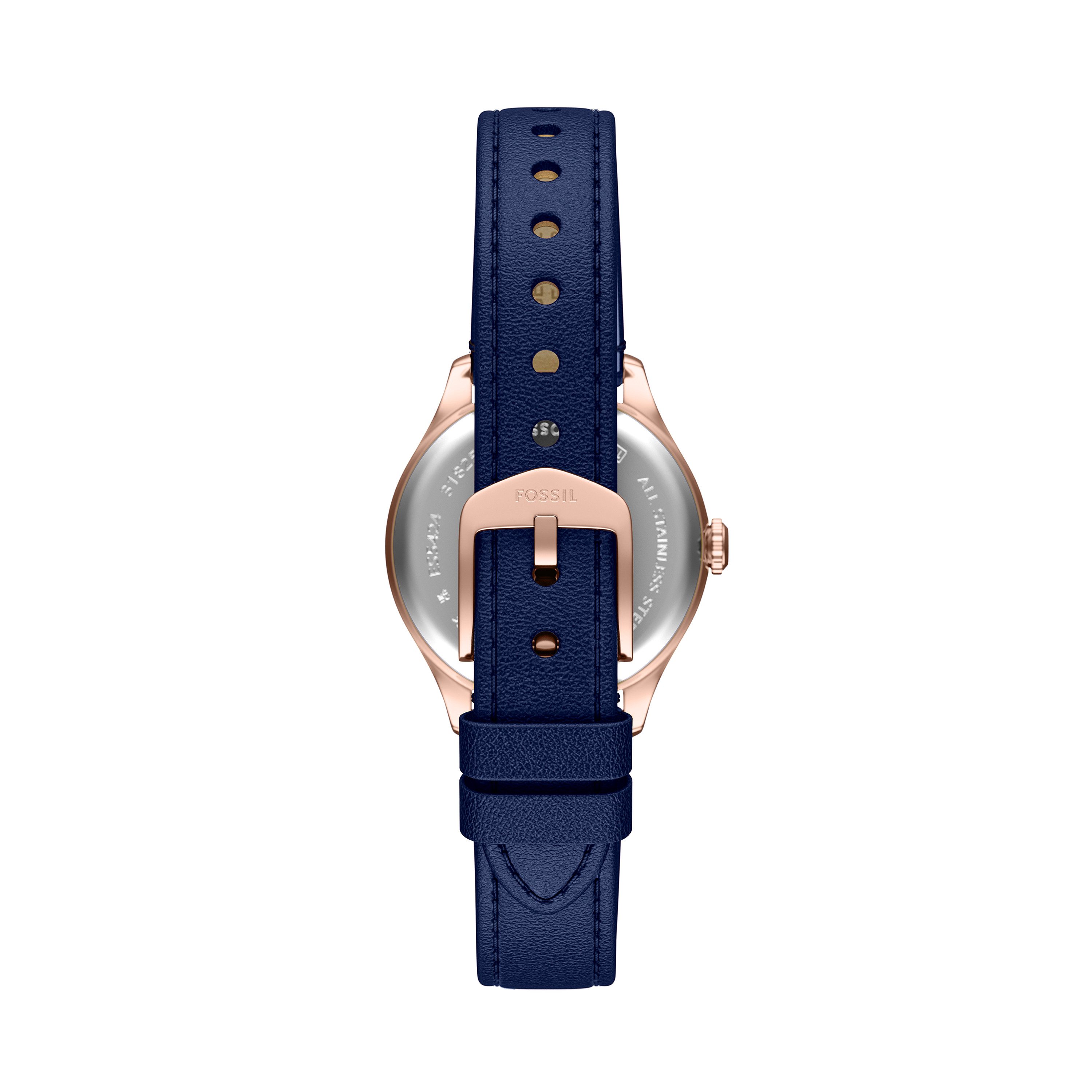 Fossil Quarzuhr Gilmore ES5424, Armbanduhr, Damenuhr, Lederarmband, analog