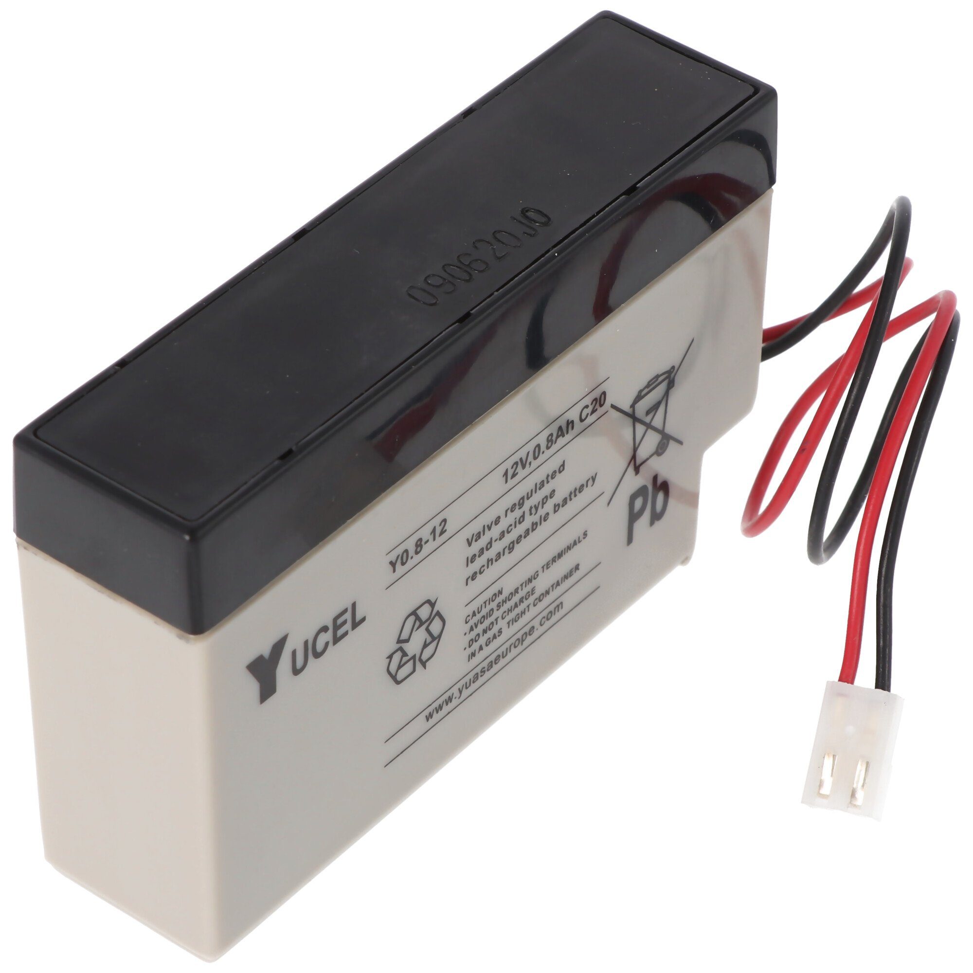 12V Akku Yucel Y0.8-12 Akku Yuasa mit Yuasa Bleiakku, AGM 0,8Ah JST-Stecker