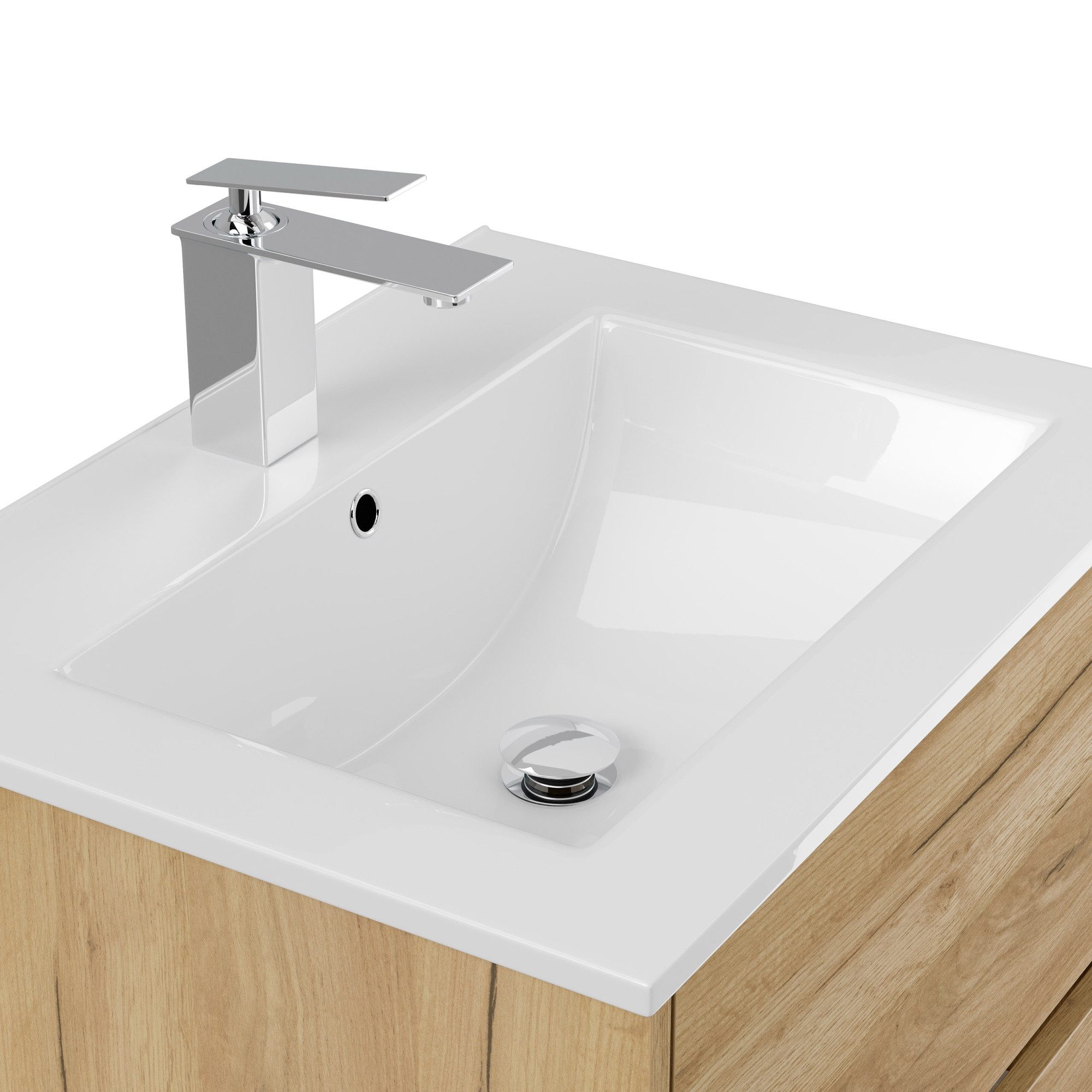 Magnolia Home Badmöbel-Set Badmöbelset Taifun 60cm 2tlg mit Spiegelschrank eiche gold – Bild 3 von 5