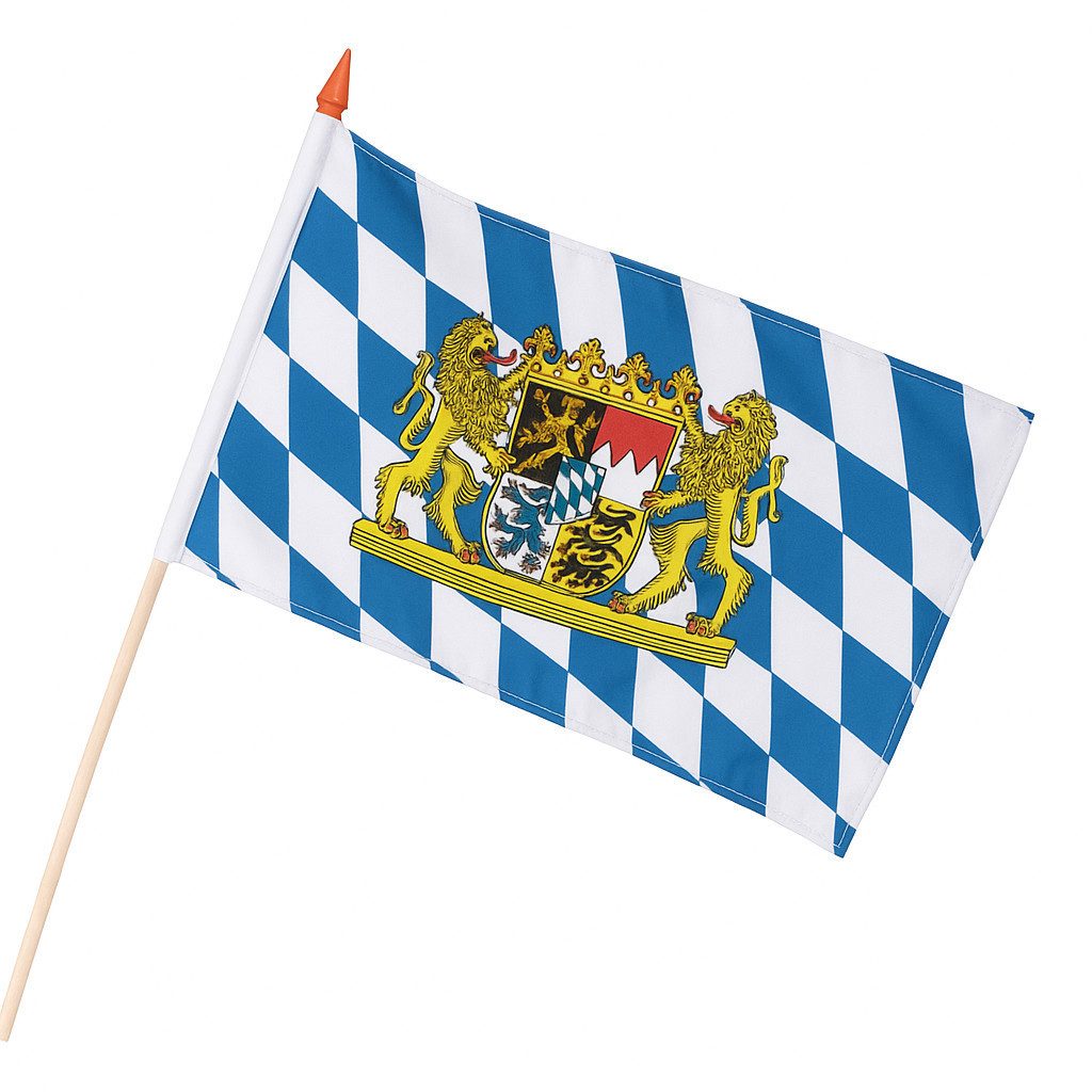 Fries Fahne Bayern Fähnchen 15 × 20 cm mit Wappen Oktoberfest Deko Party (1-St), Bayerisch, praktisch, stimmungsvoll