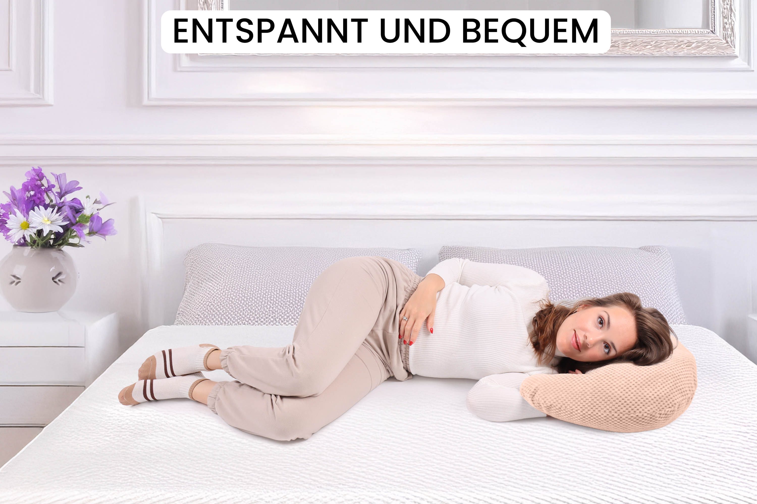 Amilian Stillkissen Stillmond Stillhörnchen klein - Mondkissen - Babykissen, weich, Reißverschluss, EU-Herstellung – Bild 4 von 5