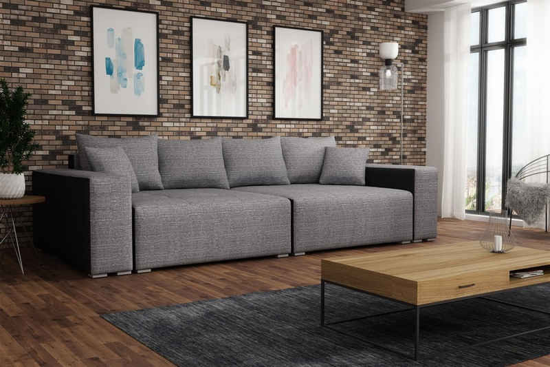 Fun Möbel Big-Sofa »Big Sofa Couchgarnitur REGGIO Megasofa mit Schlaffunktion«, 1 Teile, mit Schlaffunktion und Bettkästen, inkl. Rückenkissen und Zierkissen