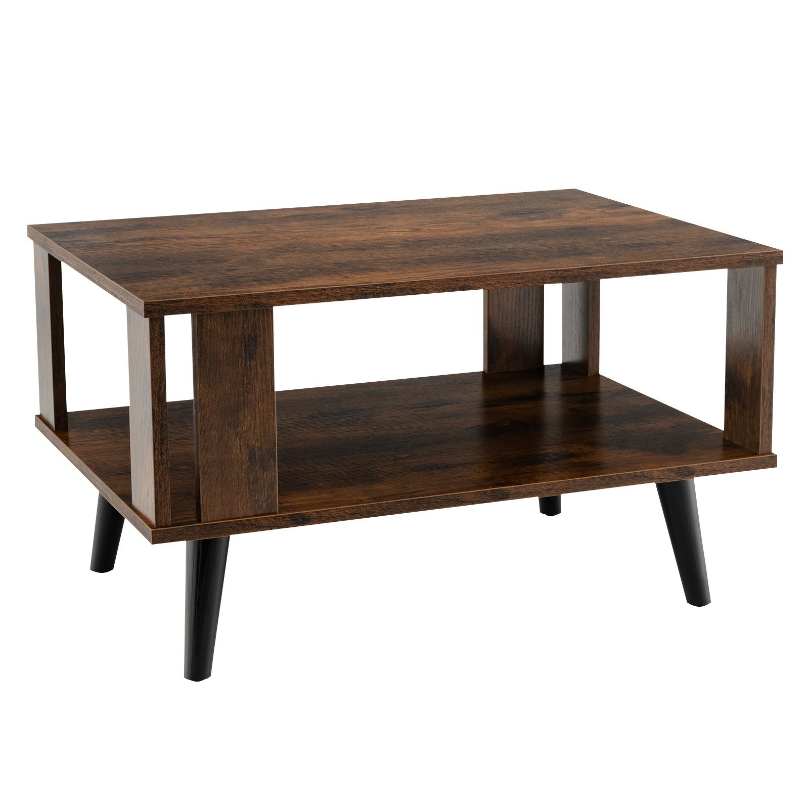 COSTWAY Couchtisch 2 Ebenen Beistelltisch, industriell, 70x50x41cm