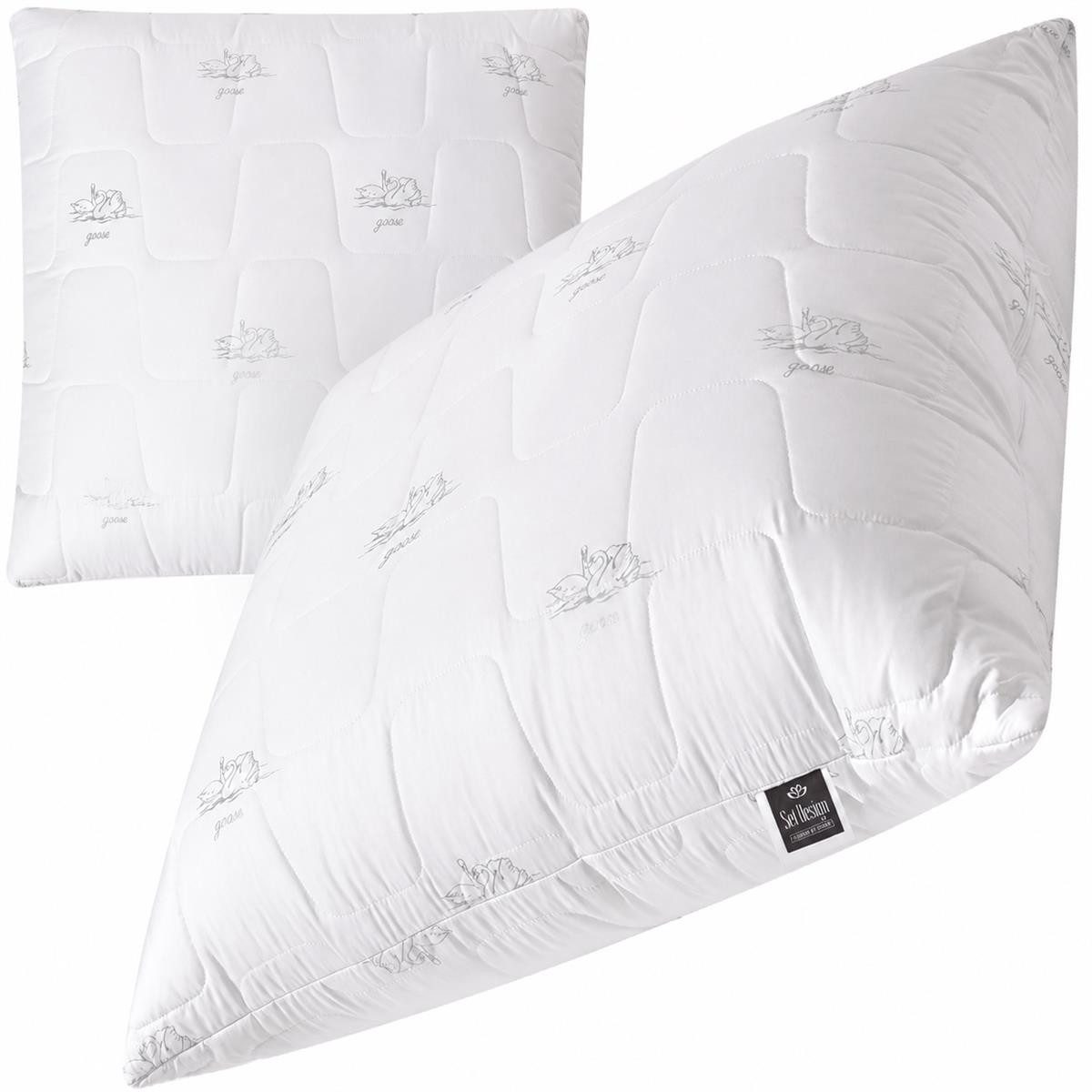 SEI Design Kopfkissen Kopfkissen 80x80 cm Schlafkissen atmungsaktiv Kissen waschbar, Füllung: 1250g luxuriöse Mikrofaser, Bezug: Mikrofaser gesteppt, Seitenschläfer, Rückenschläfer, Bauchschläfer, Kissen, 1 Kopfkissen, Vegane Alternative zu Daunenkissen