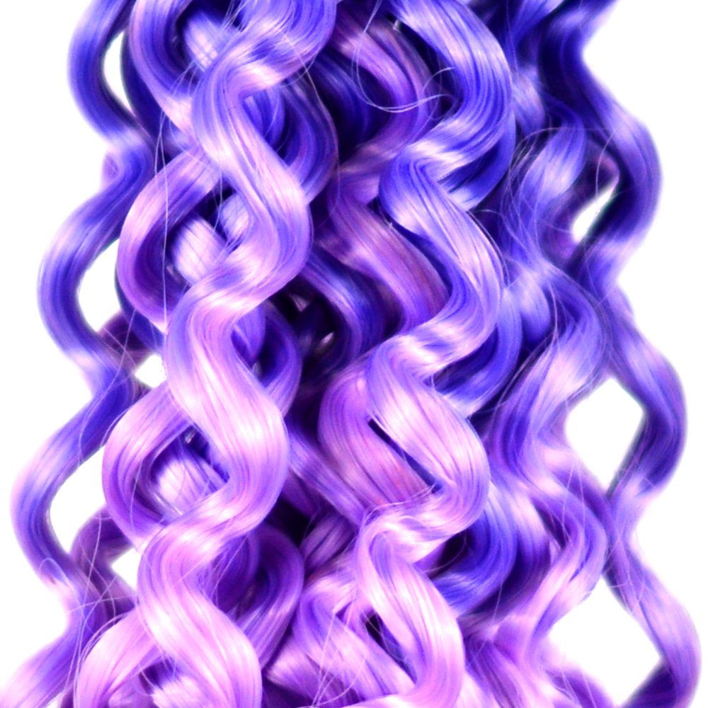 Zöpfe 21-WS Kunsthaar-Extension Ombre Deep Braids BRAIDS! Blauviolett-Hellviolett YOUR Crochet Wellig 3er Pack Flechthaar Wave MyBraids
