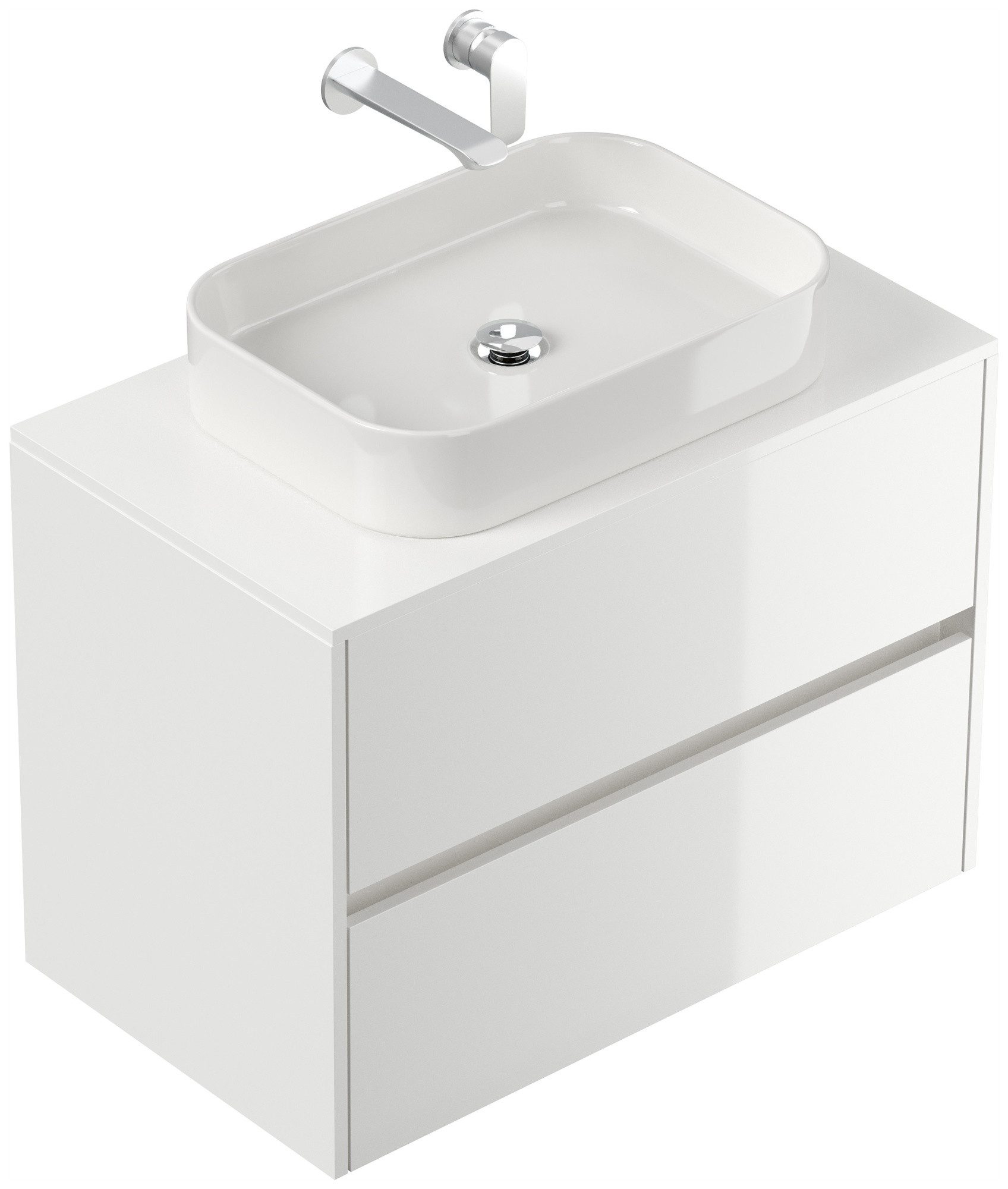 Magnolia Home Waschtisch Badmöbel Taifun 80cm mit rechteckigem Aufsatzwaschbecken weiß Hgl