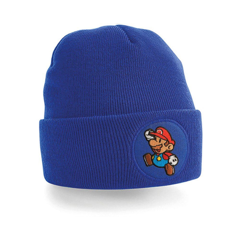 Blondie & Brownie Beanie Unisex Erwachsenen Mütze Mario Stick Patch Klempner Super Nintendo Royalblau