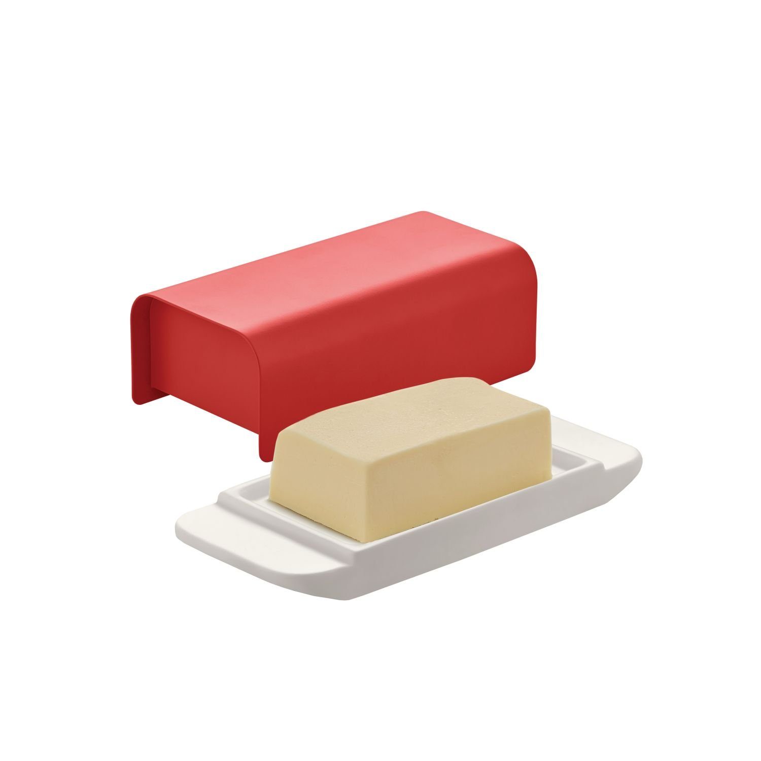 Alessi Butterdose Mattina Rot, Porzellan, Metall