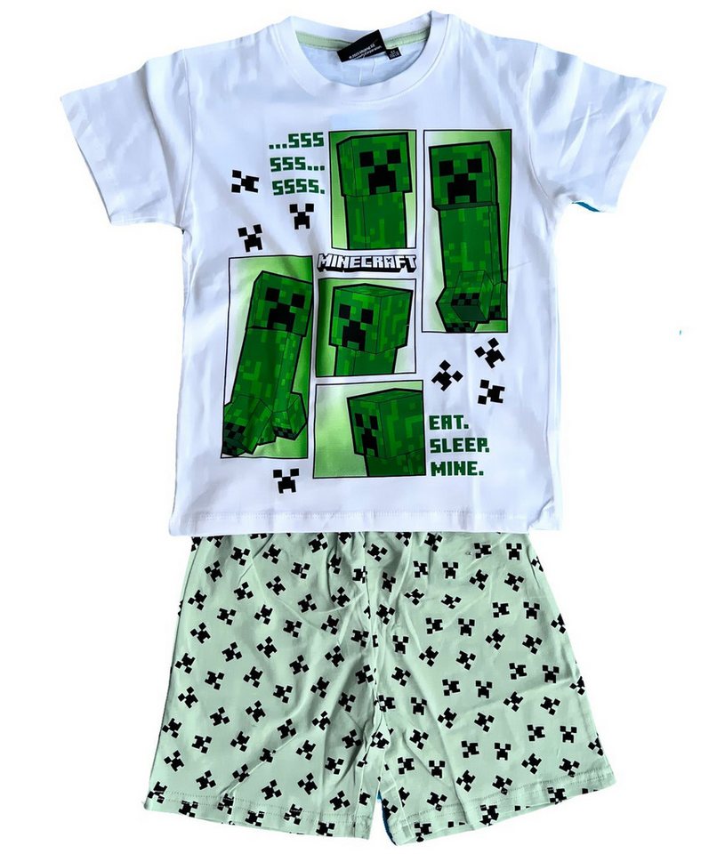 Minecraft Schlafanzug Minecraft Kinder Sommerpyjama Jungen + Mädchen Shorty