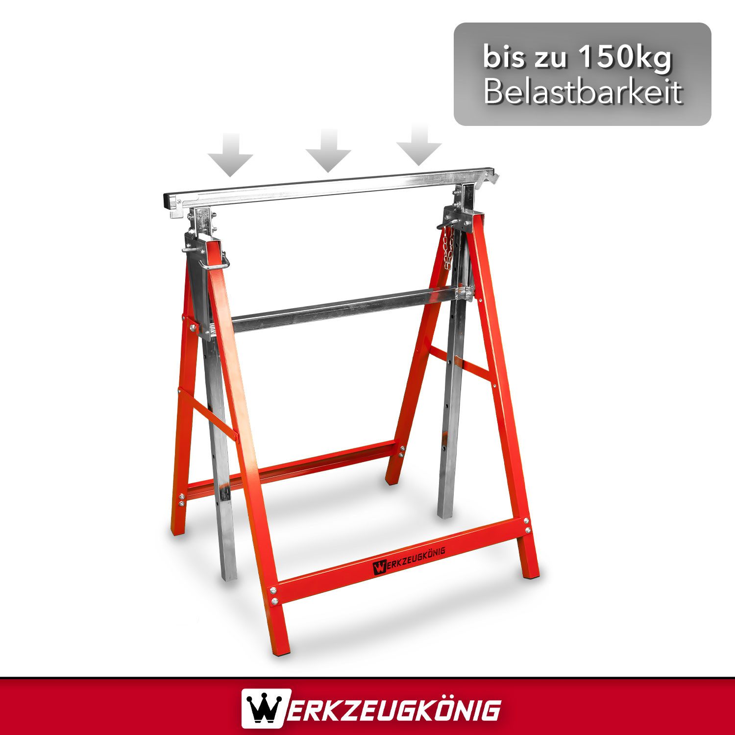 Werkzeugkönig Klappbock Arbeitsbock höhenverstellbar 200 kg, 200 kg max. Belastbarkeit, (1-St), Arbeitshöhe von 80 bis 130cm - bis 200 kg belastbar