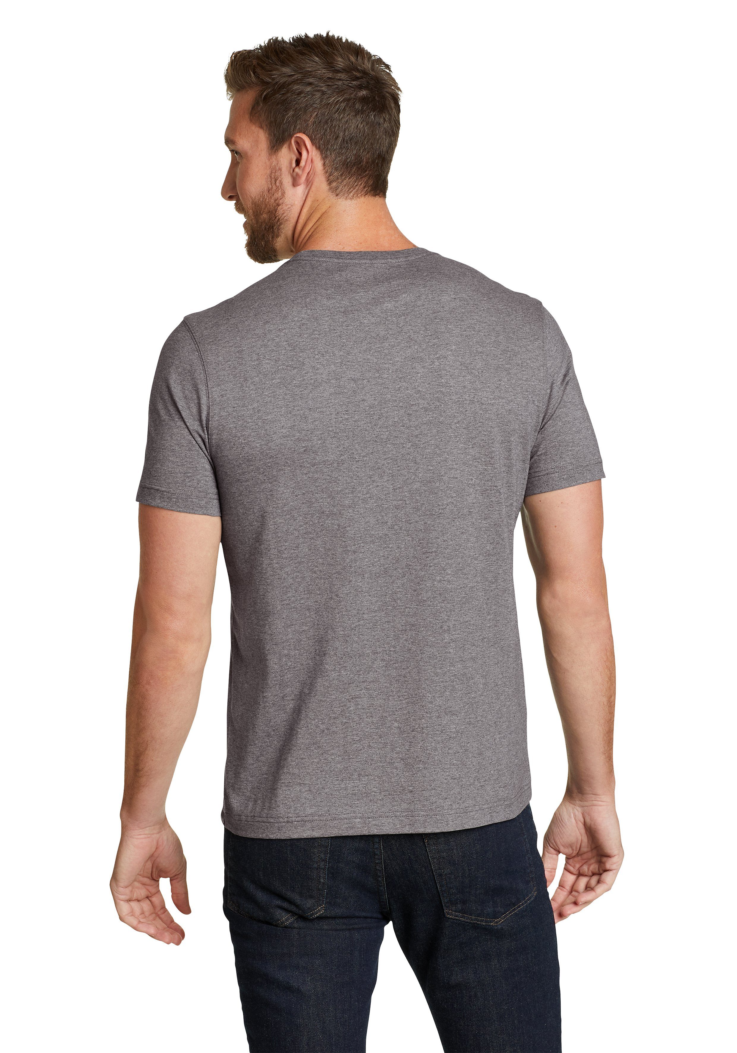 Eddie Legend T-Shirt Bauer Slim - - 100% fit Wash Baumwolle Grau Meliertes Shirt
