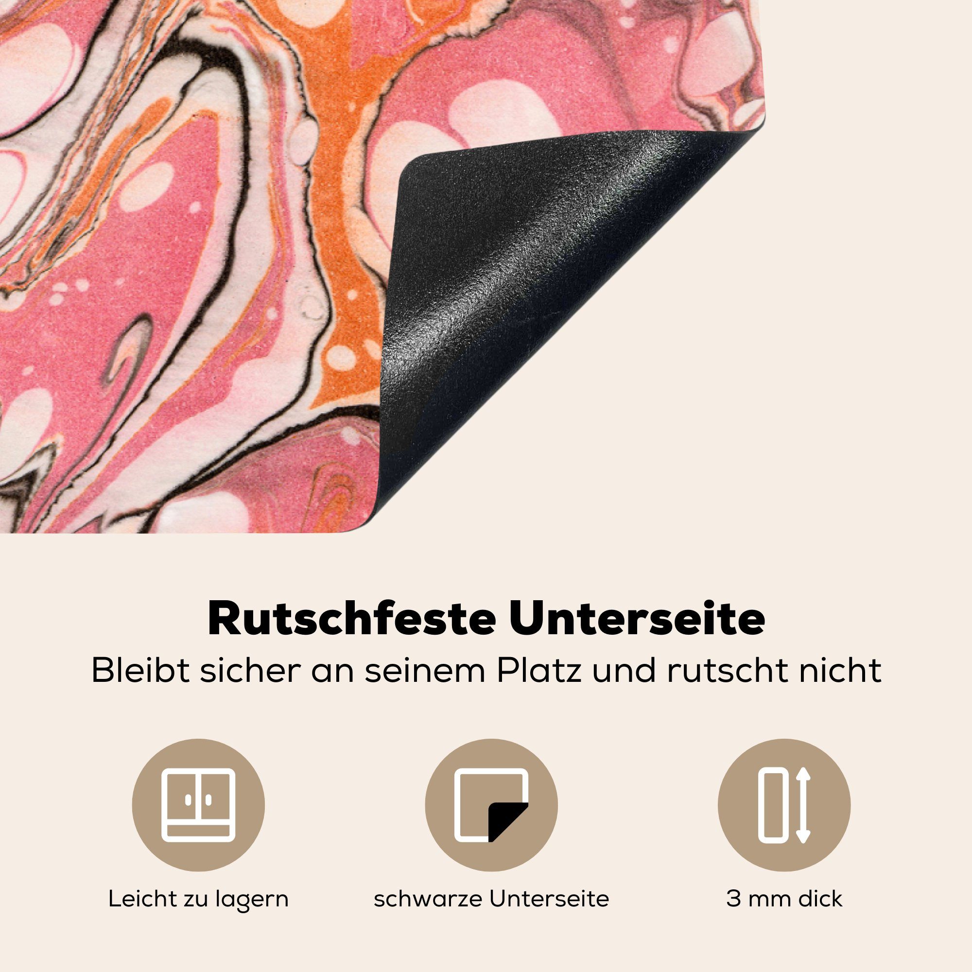 Herdblende-/Abdeckplatte für MuchoWow Schutz - Lila, cm, 81x52 Rosa (1 Vinyl, - Ceranfeldabdeckung Marmor die tlg), küche, Induktionskochfeld