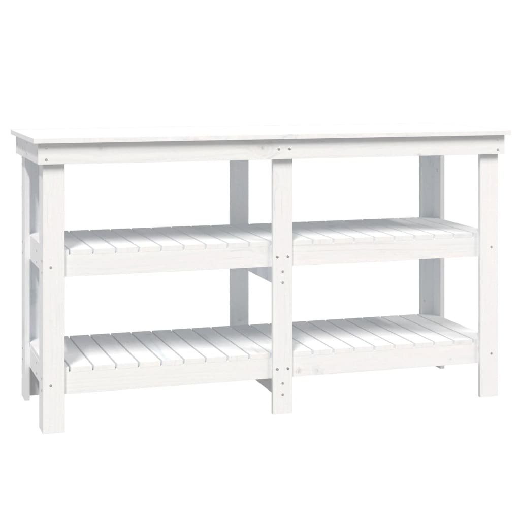 vidaXL Werkbank Werkbank Weiß 142,5x50x80 cm Massivholz Kiefer Arbeitsplatz Werktisch