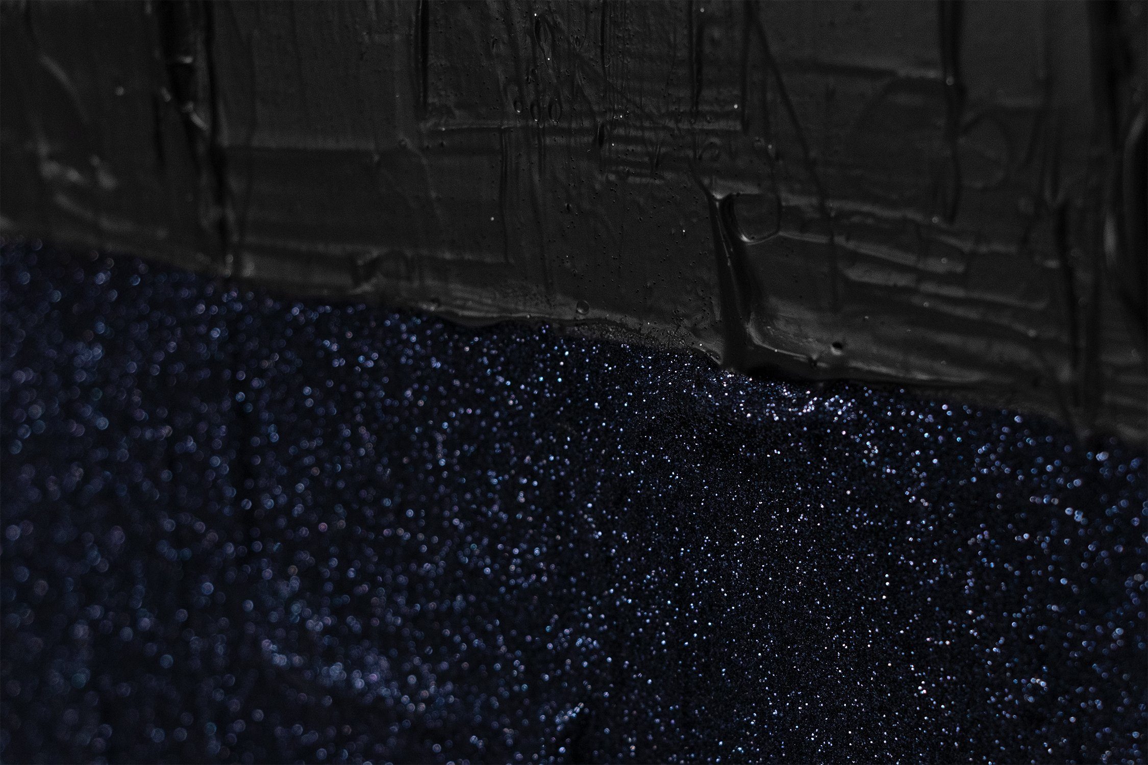 YS-Art Gemälde Dunkles Leinwand auf Abstraktes Handgemalt Schwarz Ton Abstraktion, Samt, Ton Bild in