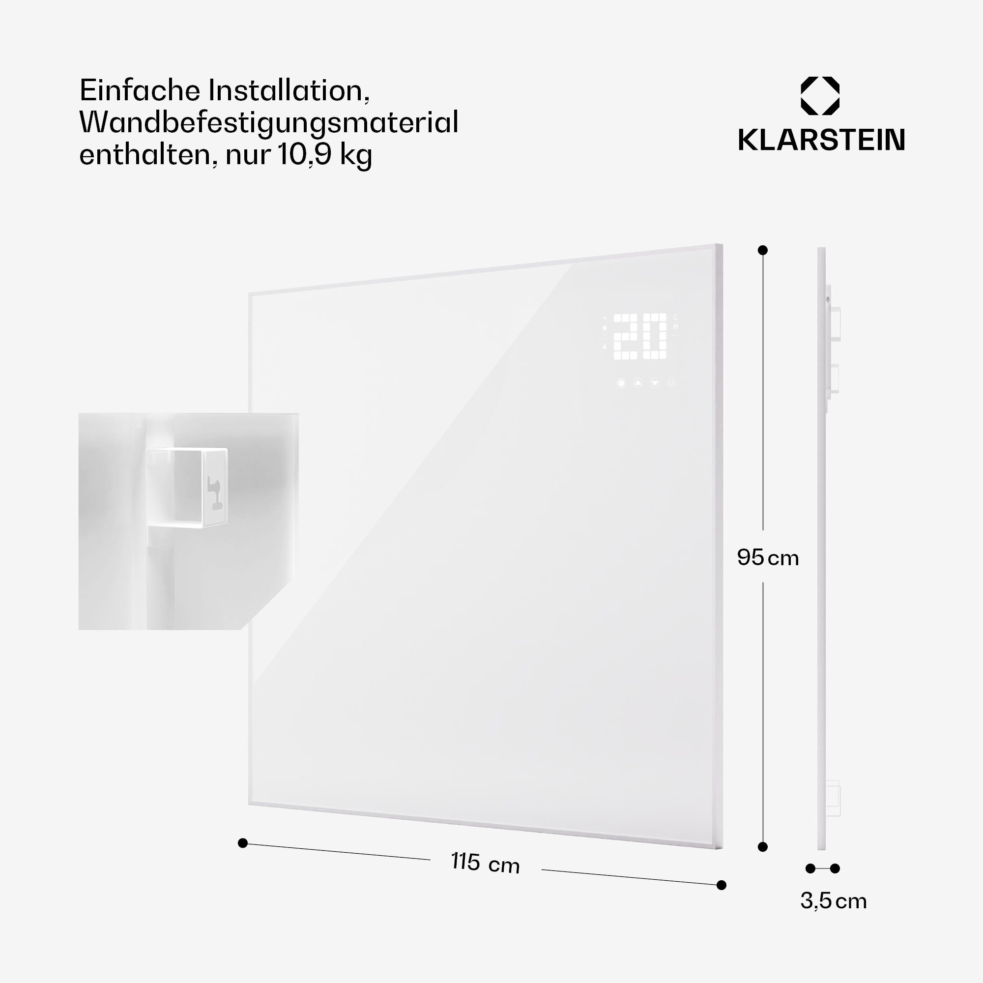 Klarstein Wärmestrahlung Smart Bornholm, Thermostat Infrarot Heizkörper Wonderwall mit elektrischer Heizung