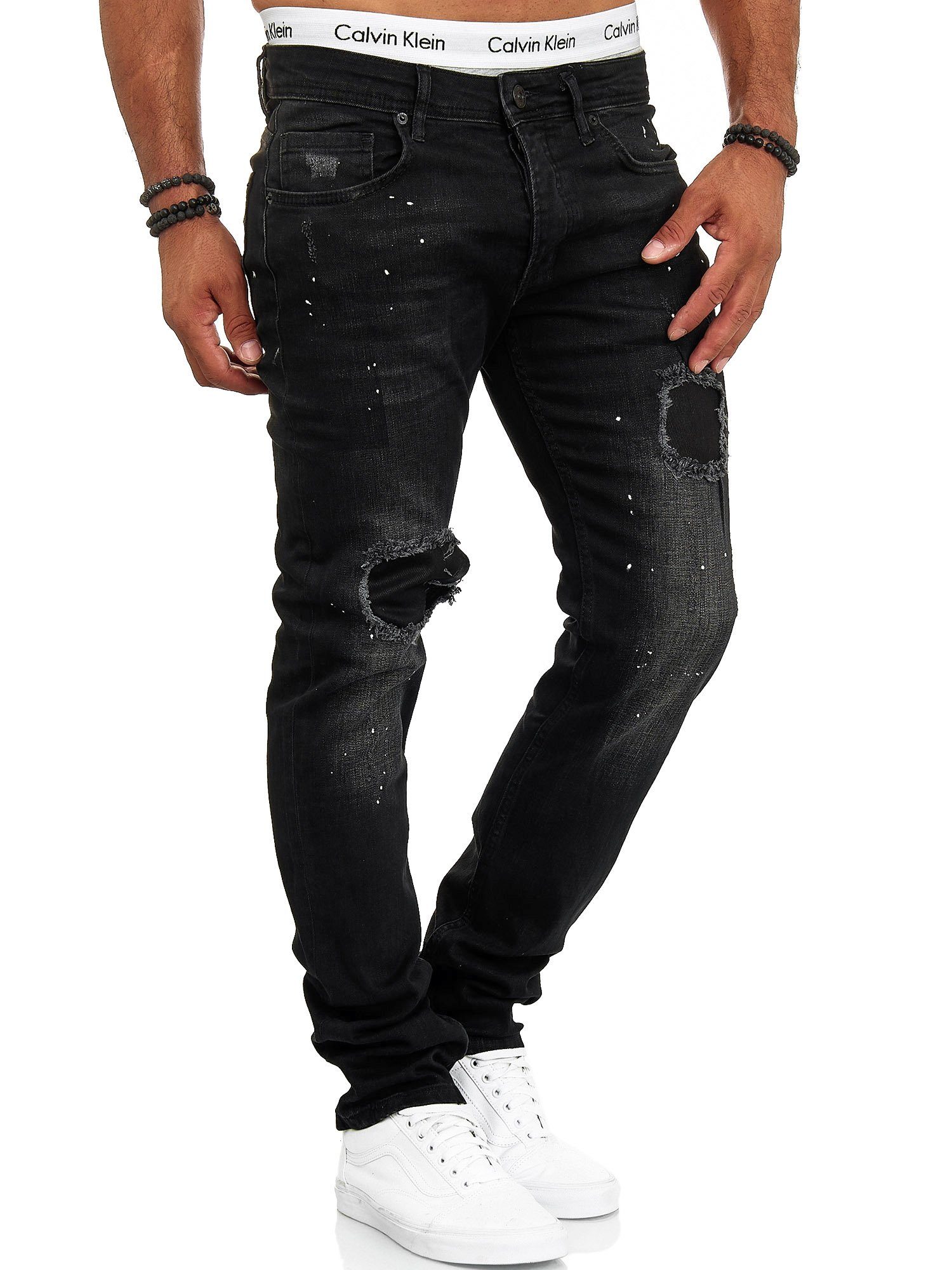 OneRedox Straight-Jeans J-700C Designerjeans Bootcut, Business (Jeanshose Casual 1-tlg) Schwarz 702 Freizeit