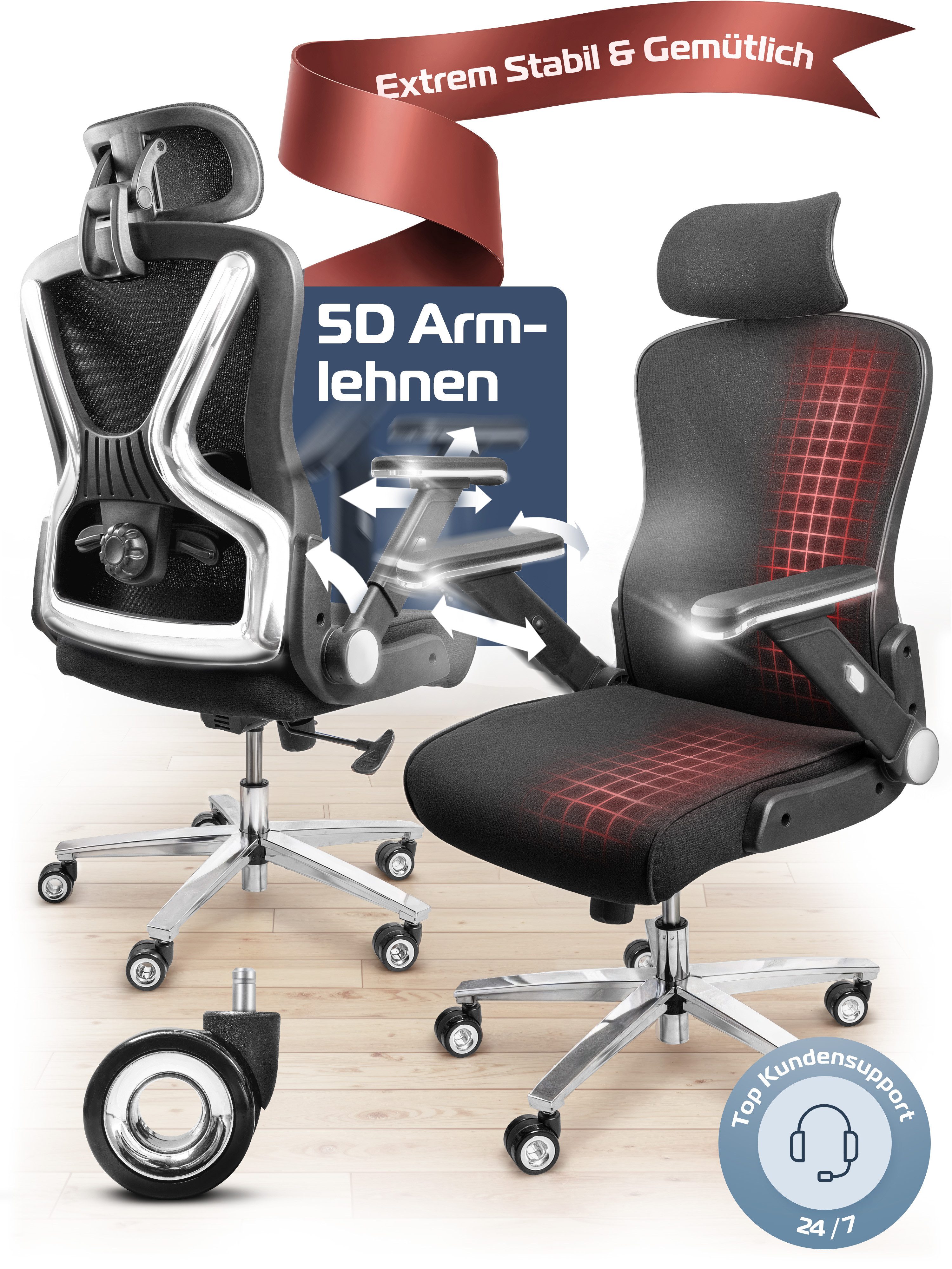 CLOUVOU Bürostuhl ergonomisch, Schreibtischstuhl bis 150 günstig online kaufen