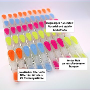 SOHFA Wäscheklammern 50er Set bunte Wäscheklammern, Soft-Grip