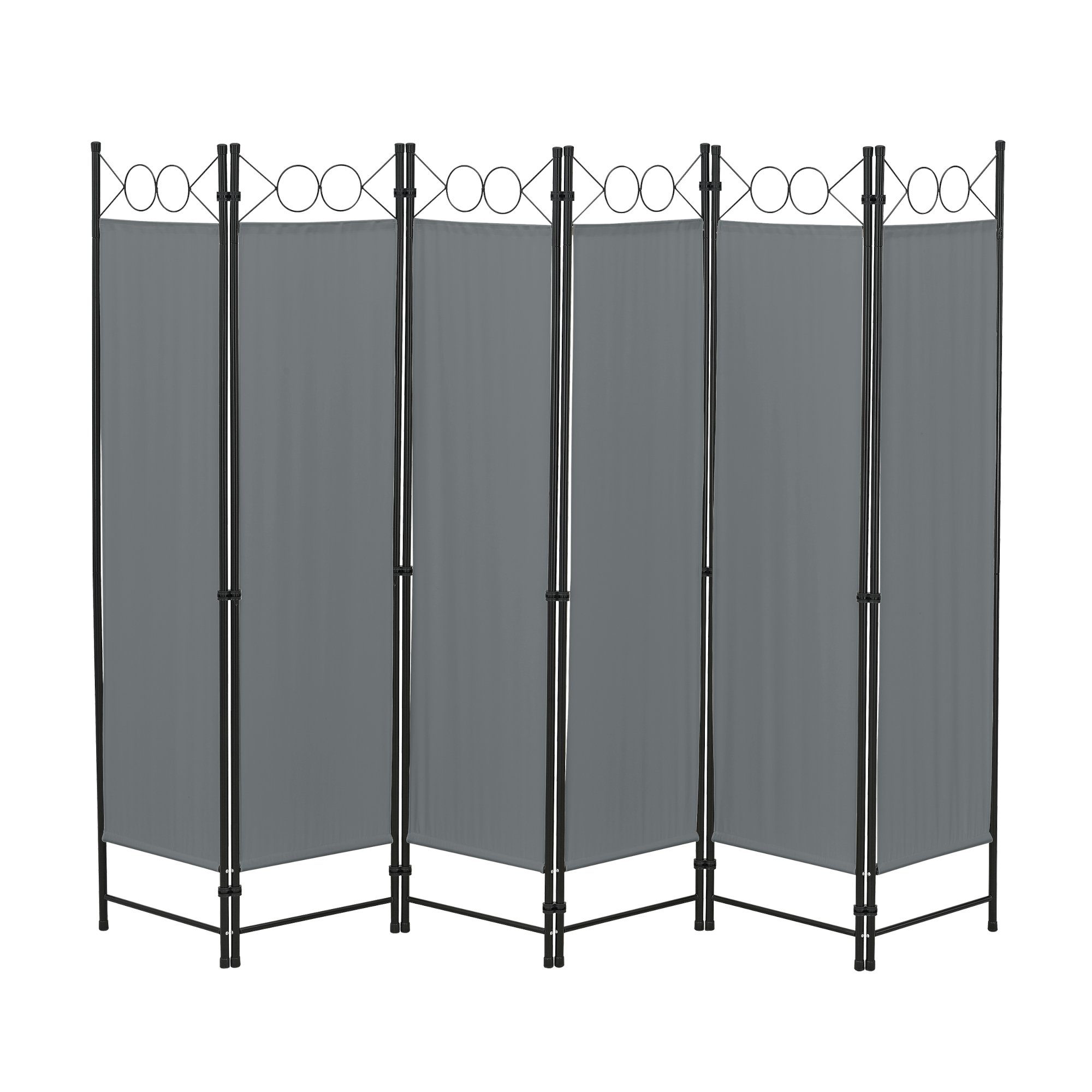 en.casa Paravent, »Saragossa« 6-tlg. Sichtschutz 171 x 240 cm Dunkelgrau günstig online kaufen