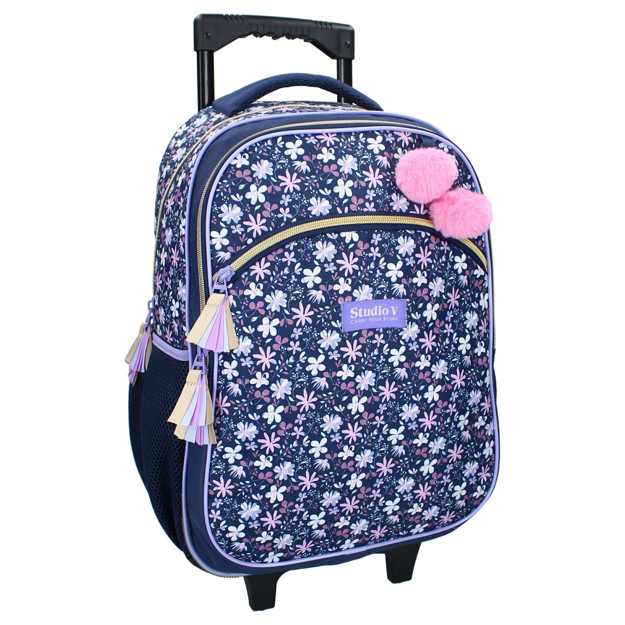 Kinderrucksack Trolley Rucksack Flower Bomb Schulrucksack mit Rollen