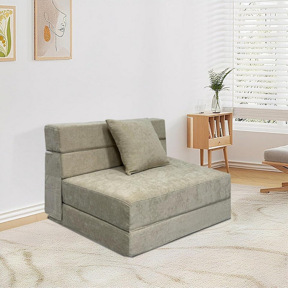 LuxusKollektion Schlafsofa Schlafsessel Klappbar Schlafsofa Memoryschaum Beige 100 x 190 cm, Schlaf Couch