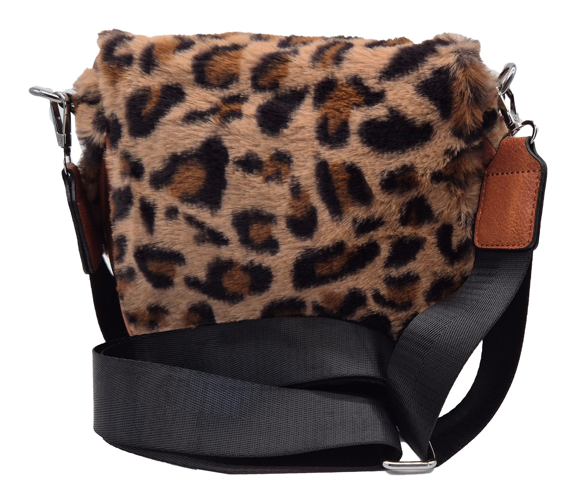 Einkaufszauber Schultertasche Slingbag Leopard Fell - Crossbody Umhängetasche, Kunstfell mit Leopardenmuster – Bild 4 von 5