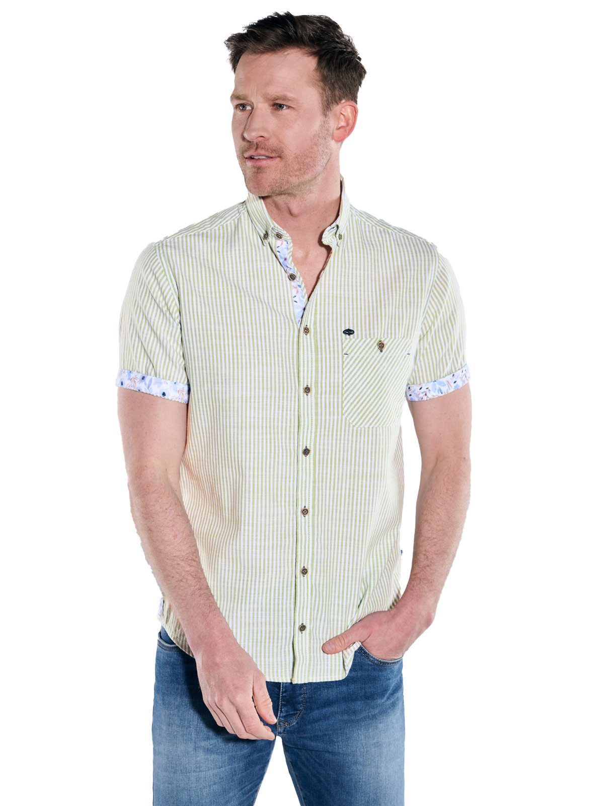 Engbers Kurzarmhemd Herren Kurzarm-Hemd gestreift, Khaki