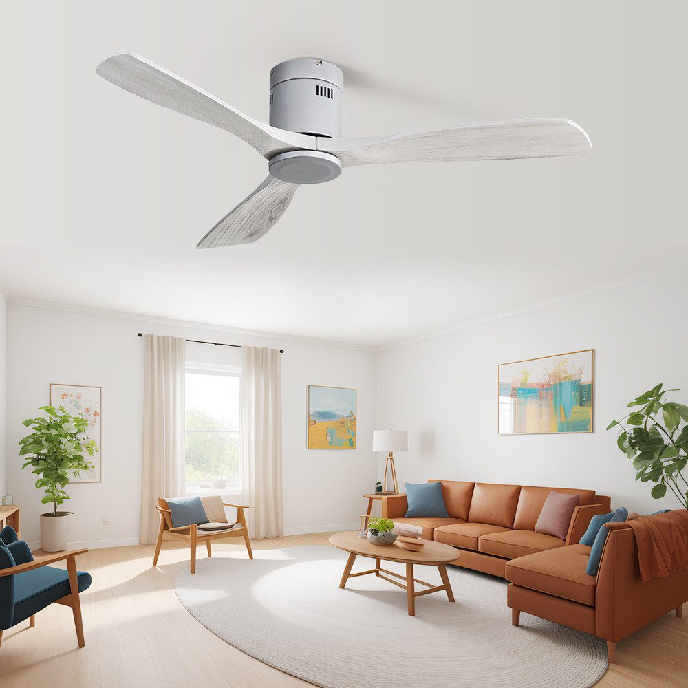 Sofucor Deckenventilator aus Massivholz ohne Licht, 136 cm, mit reversibler Funktion, 6 Geschwindigkeitsstufen, Ohne Licht
