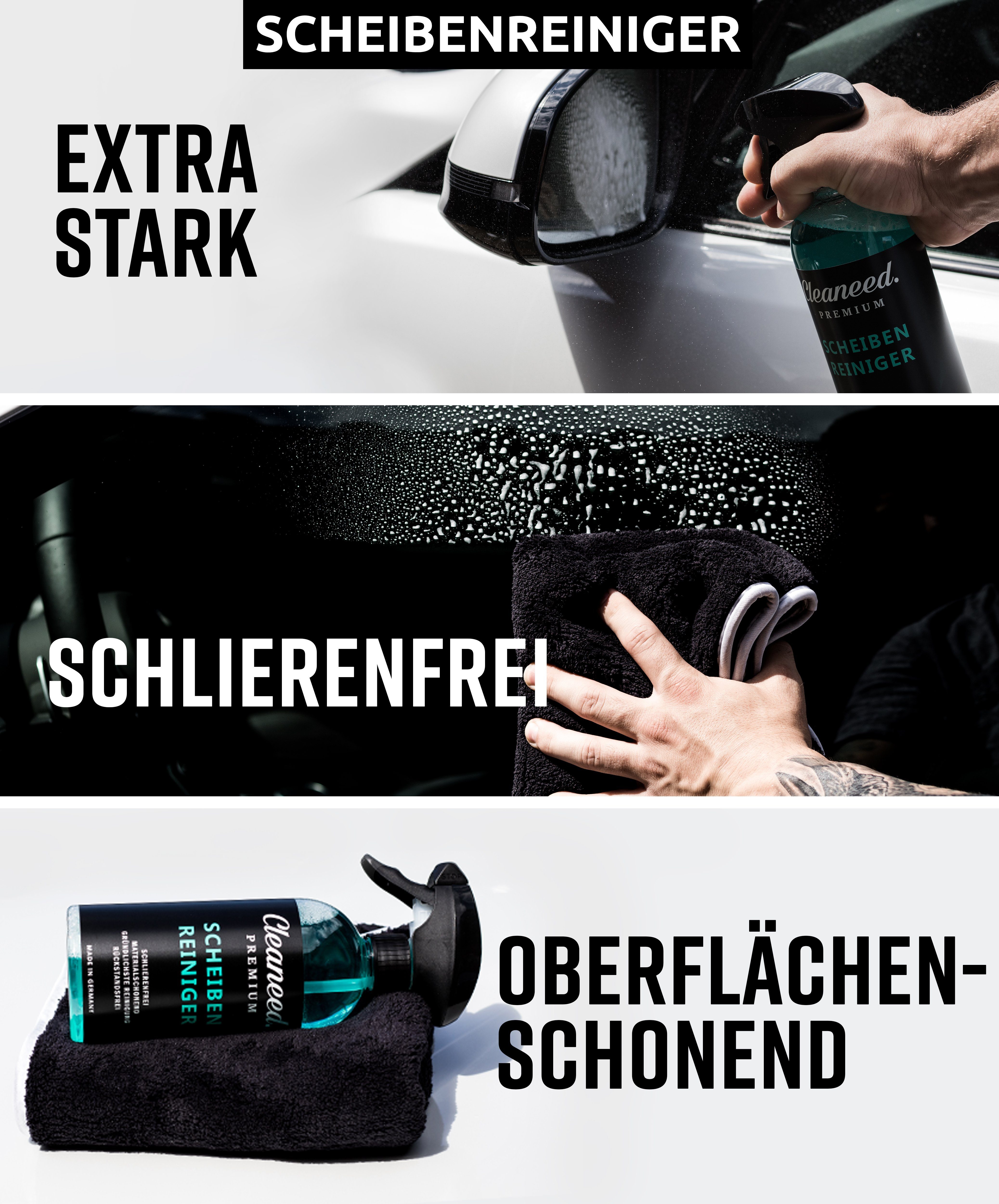 Cleaneed Cleaneed Premium Starterset Auto-Reinigungsmittel (Ideales Einsteiger Autopflege Set, [5-St. Alles für die Reinigung und Pflege deines Autos Auto Waschset, Auto Putz Set, Autoreinigung Auto-Reinigungsmittel)