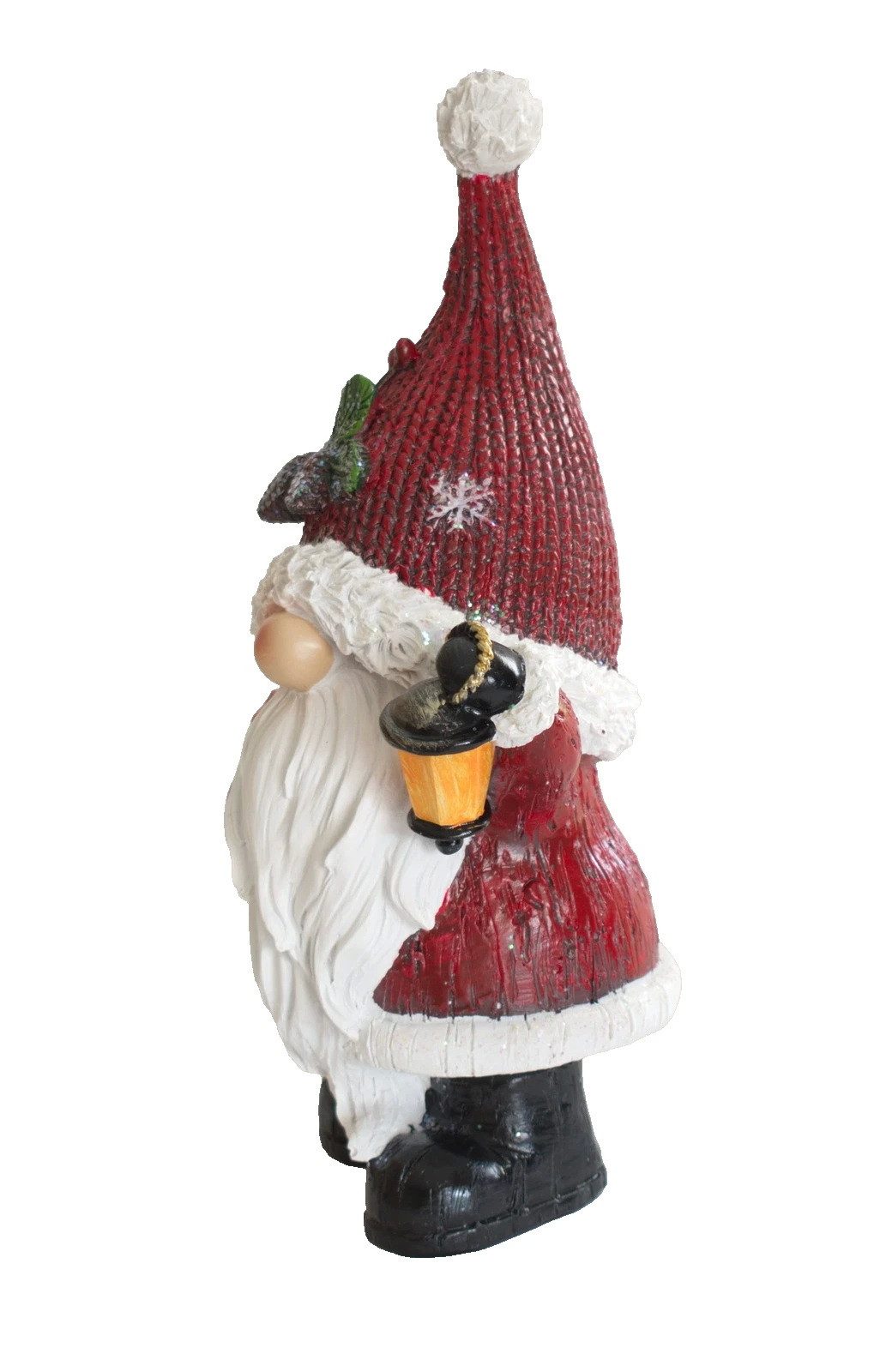Kaufhaus le petit Weihnachtsfigur Deko Weihnachtsmann Wichtel Zwerg Laterne Kranz Skulptur Figur Objekt, Garten Dekofigur Dekoskulptur Dekoobjekt aus Polyresin (Kunststein)
