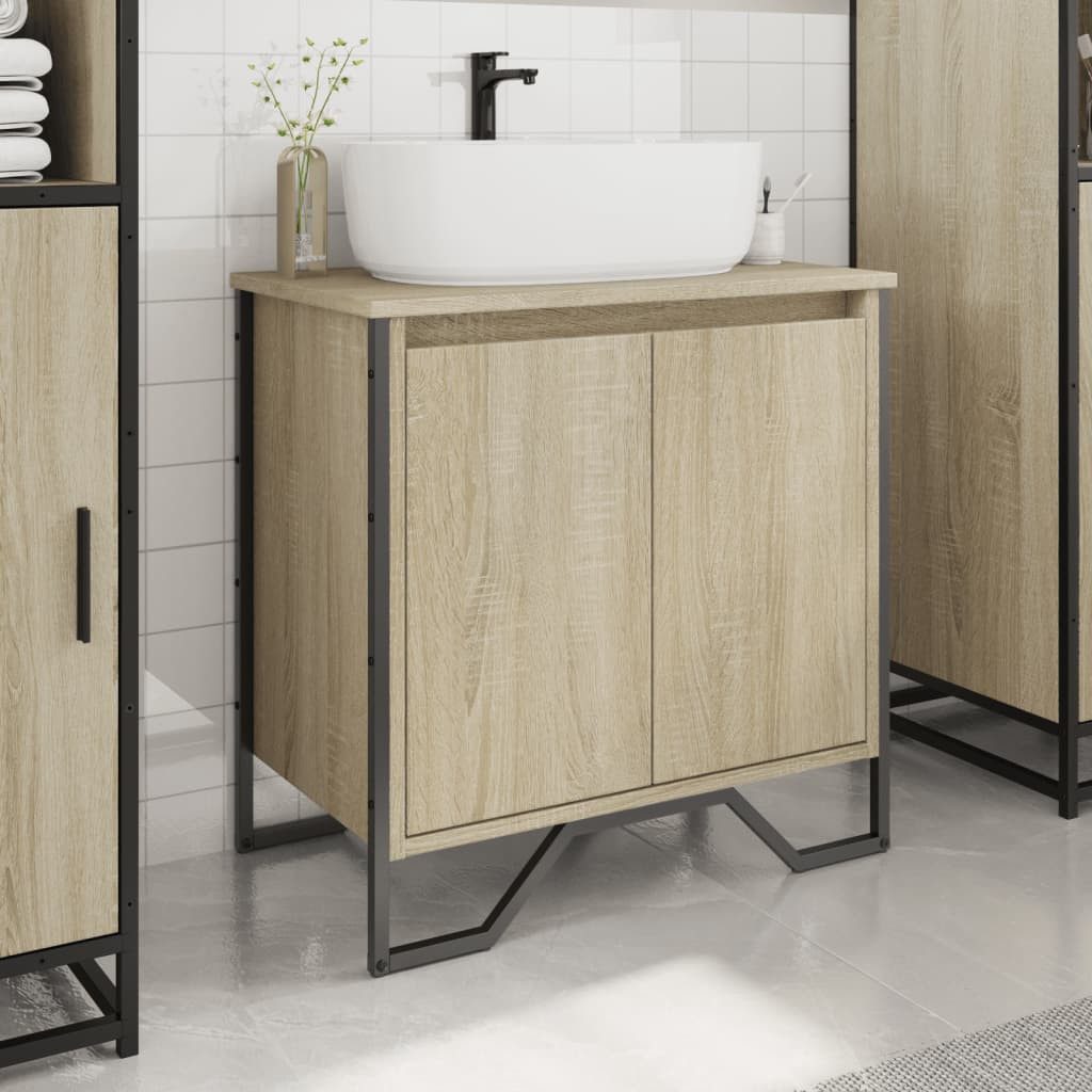vidaXL Badezimmer-Set Waschbeckenunterschrank Sonoma-Eiche 60x35x60 cm günstig online kaufen