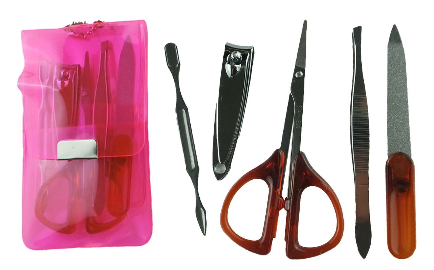 Elina Med Maniküre-Etui Manikürset 5 teilig, im transparenten Etui, 1 tlg., Nageletui Nagelpflege Nagelfeile